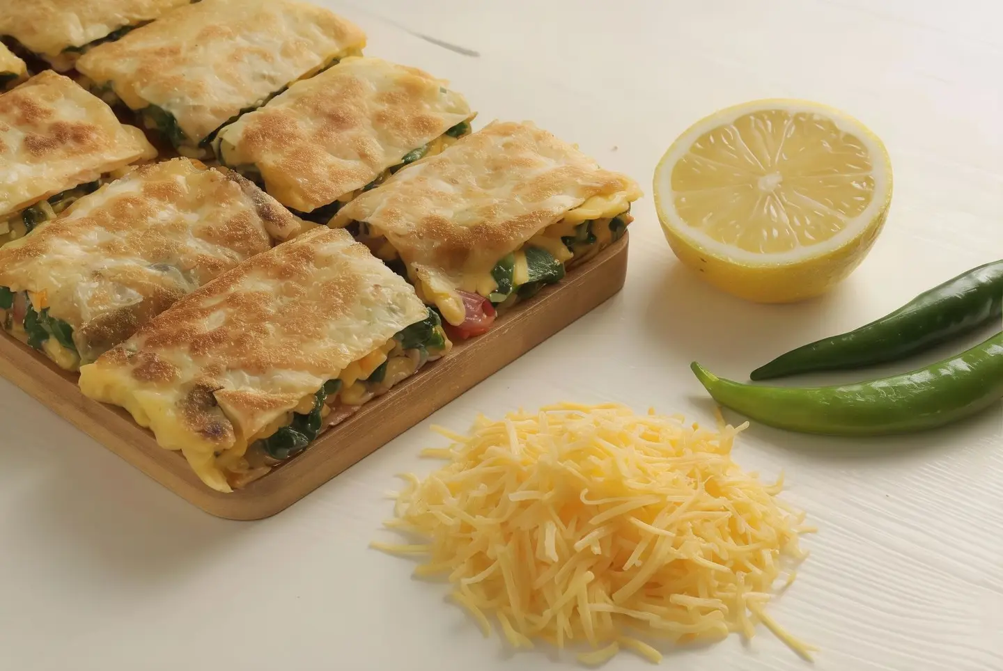 Vegetable Mutabbak With Cheddar Cheese