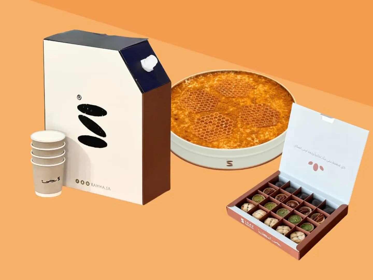 بوكس ميكس 20 قطعه مع كيك العسل العائلي مع جيك قهوة واحد لتر برازيلي