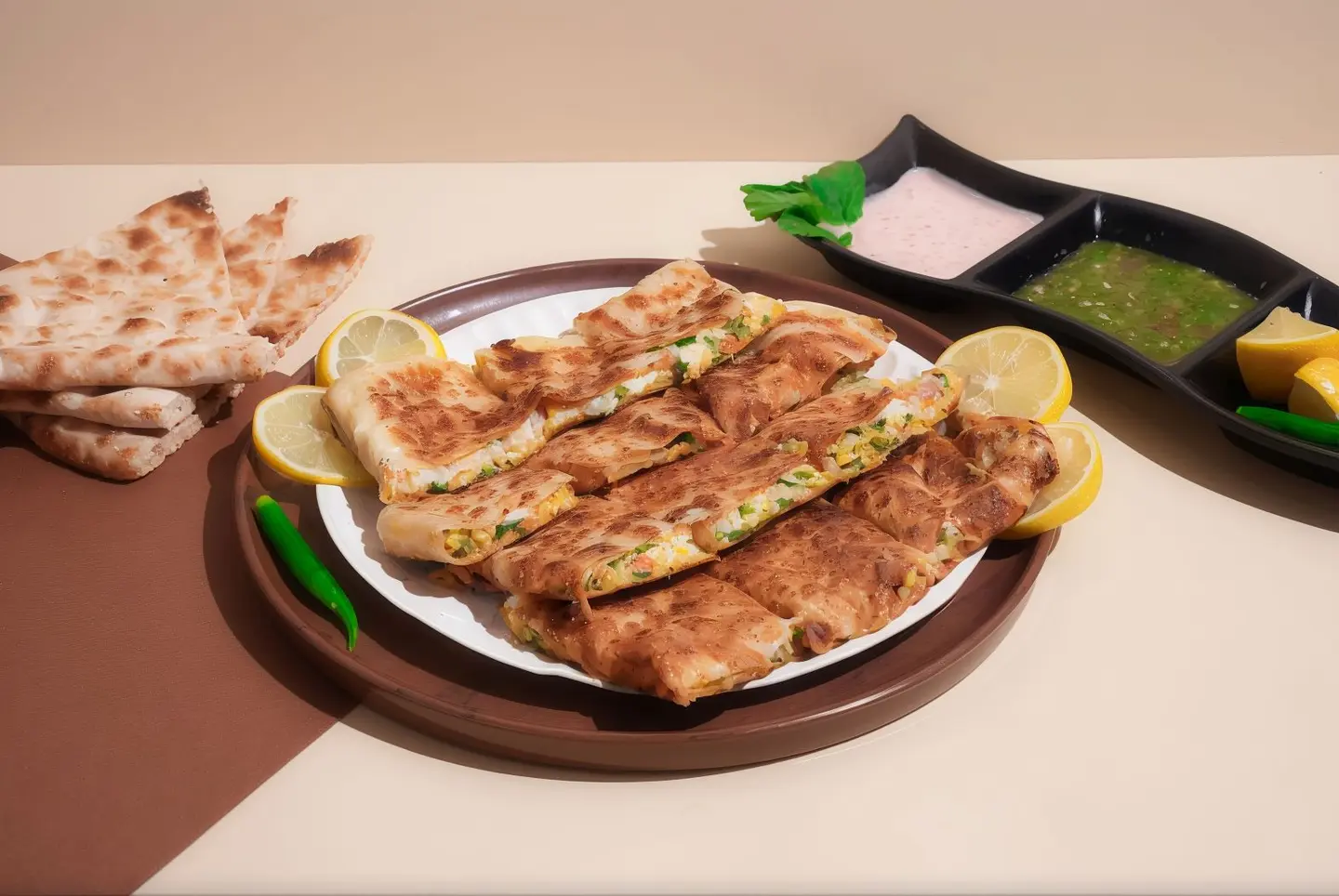 Mutabbak With Salty Cheese
