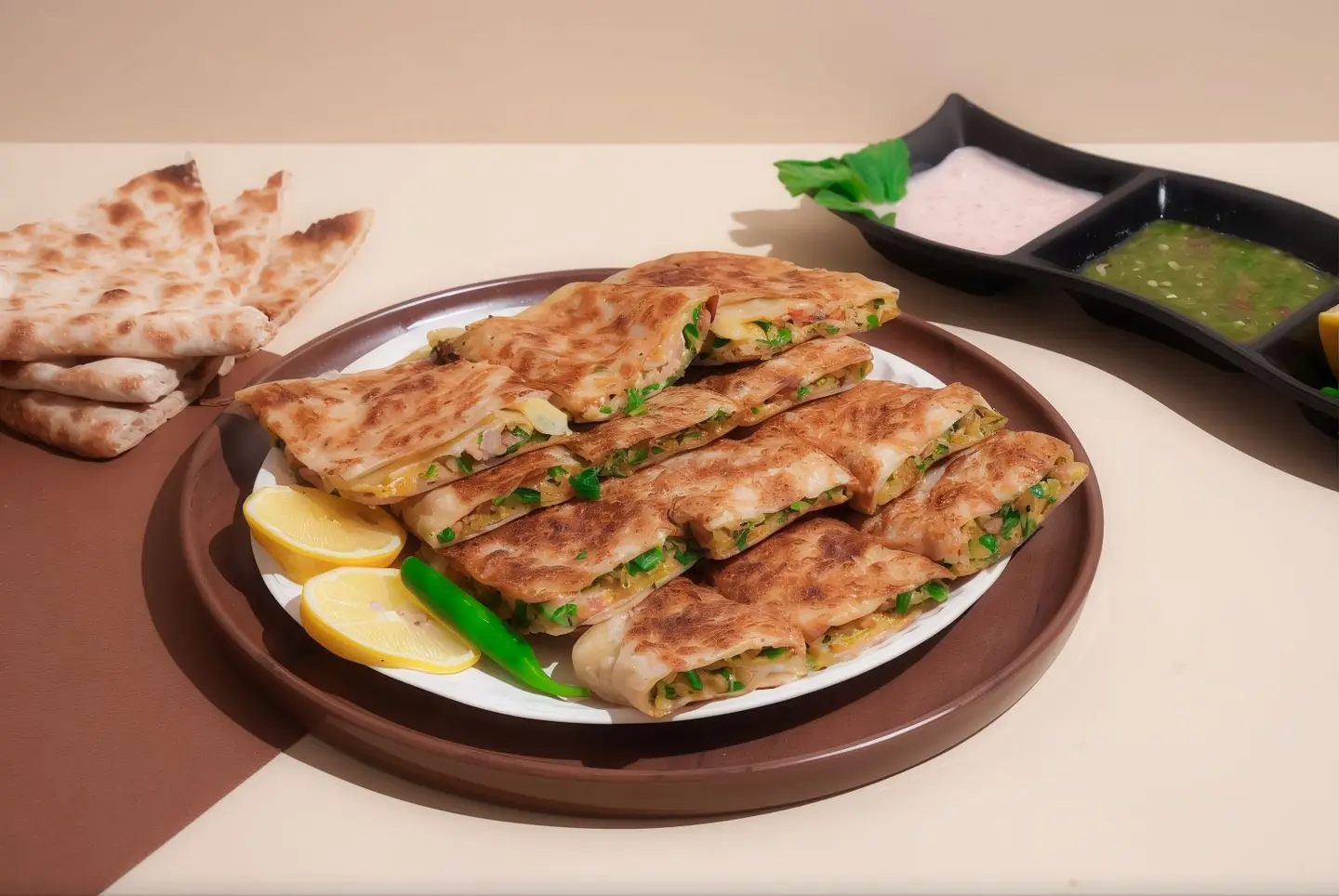 Mutabbak With Kraft Cheese & Vegetables