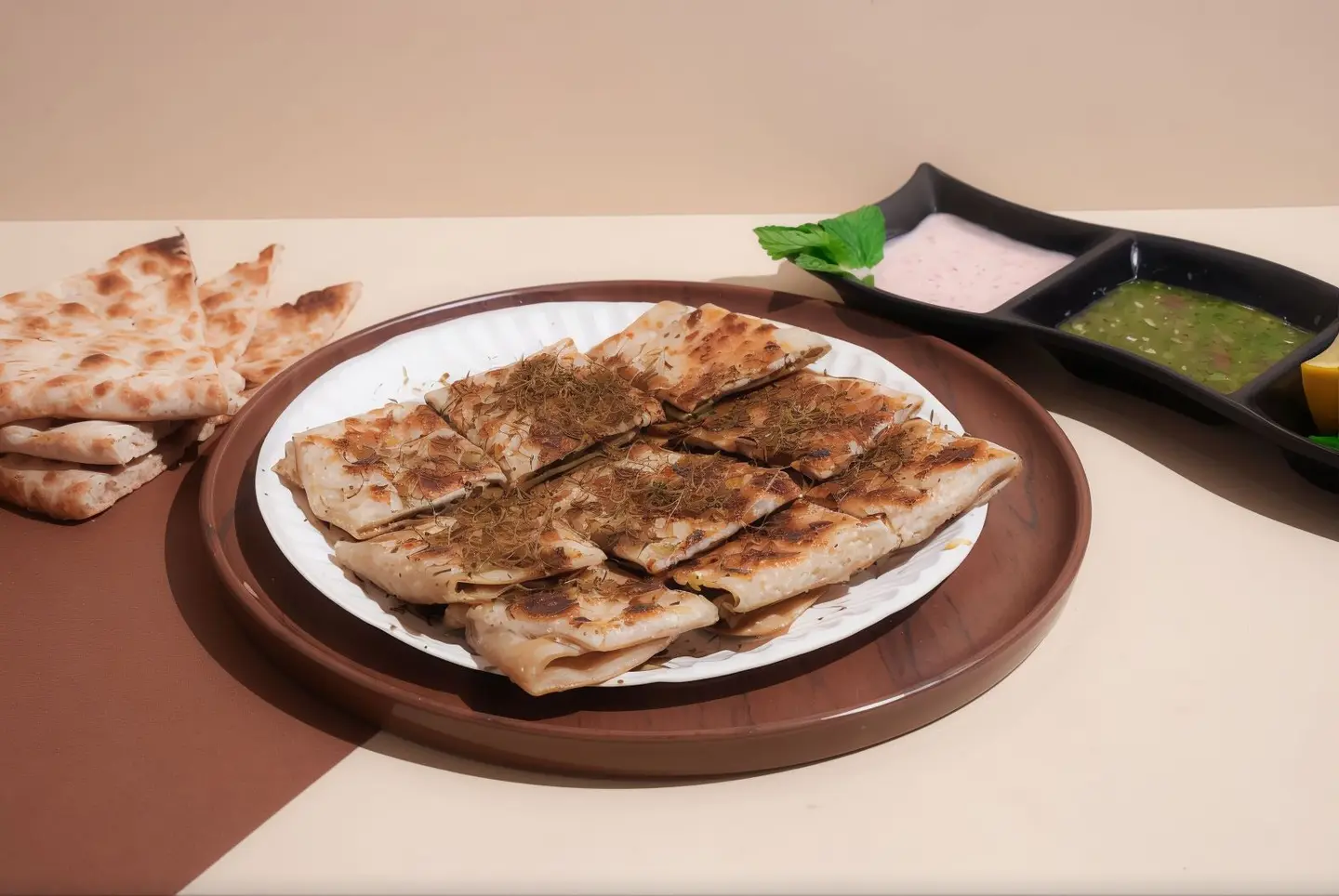 Mutabbak With Thyme And Cheddar Cheese