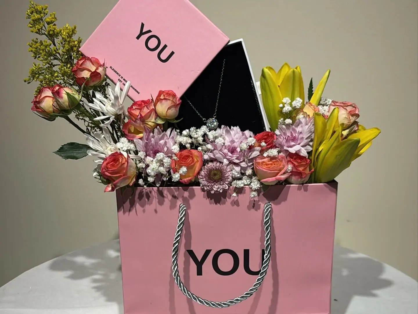 Rose Flower Necklace Set