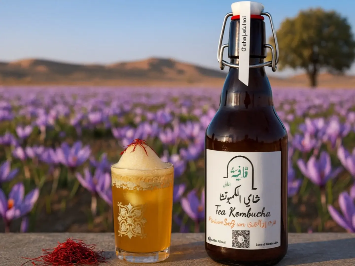 شاي الكامبوتشا الزعفران الفارسي