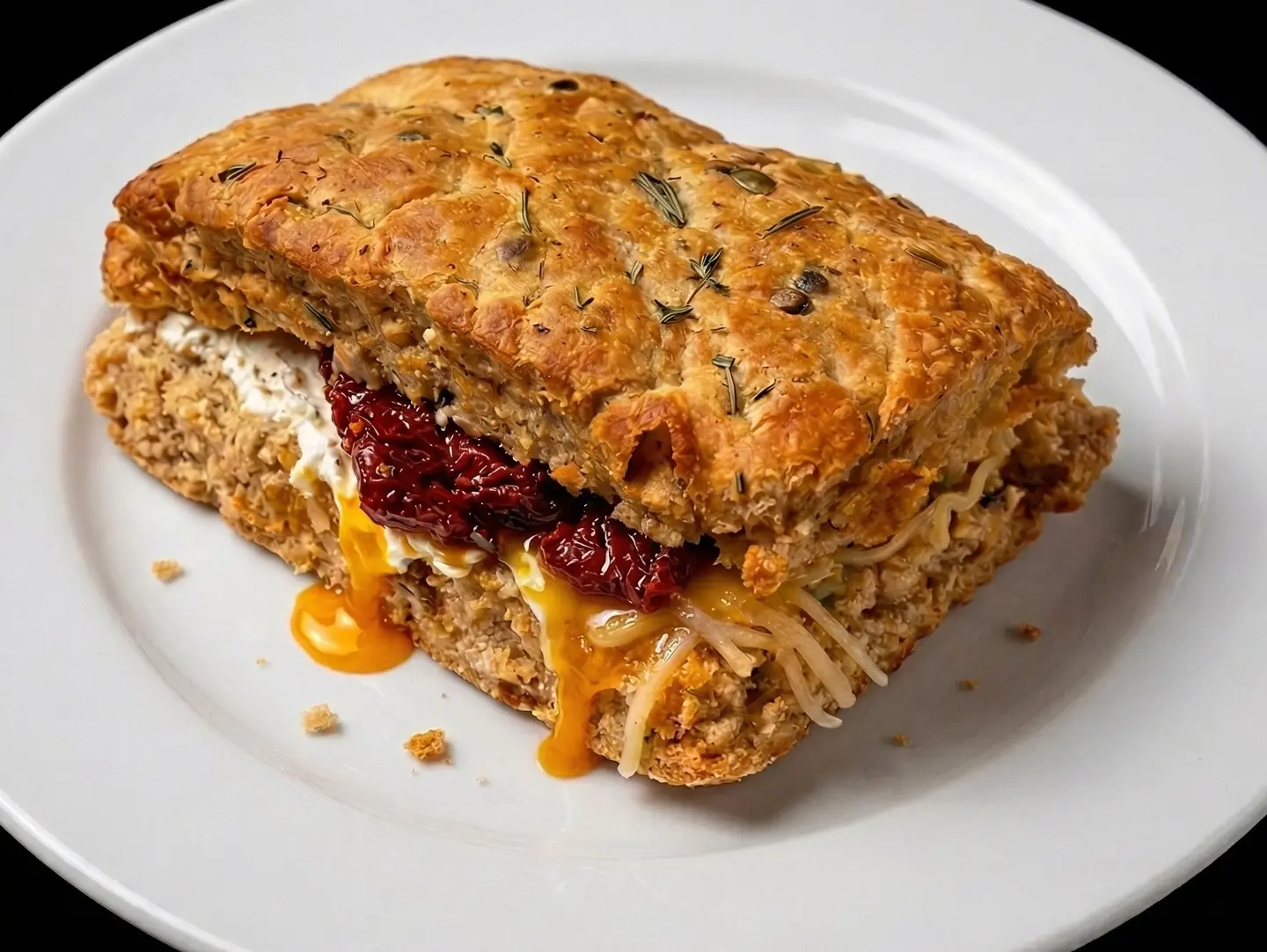 خبز الفوكاشيا بالجبن والطماطم المجففة