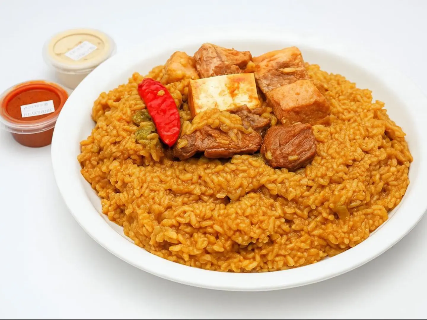 Fresh Camel Madghout (Pressure Cooked) Served With Abu Bint Red Rice