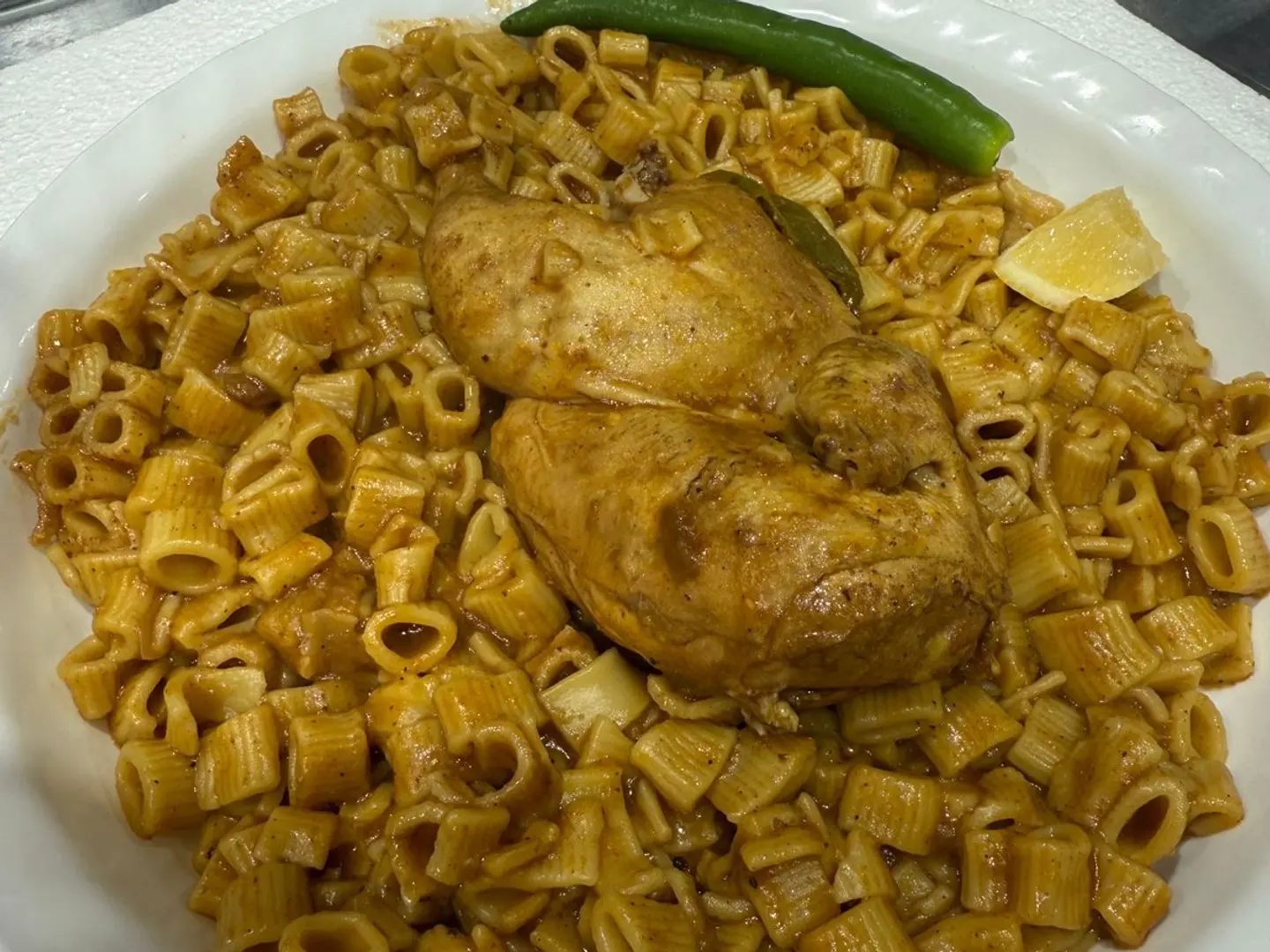 Macaroni Press With Half A Chicken