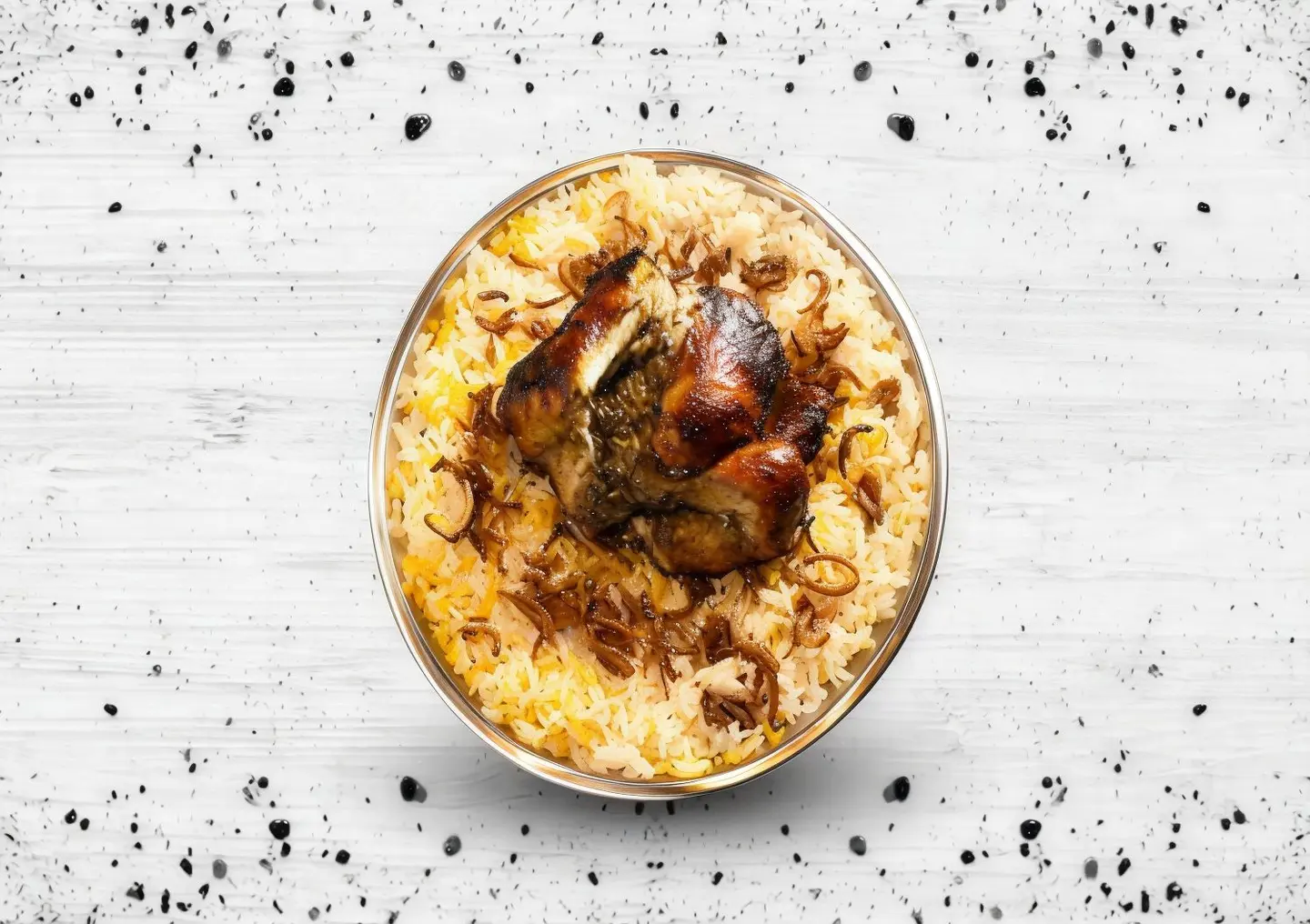 شواية على الجمر مع رز شعبي
