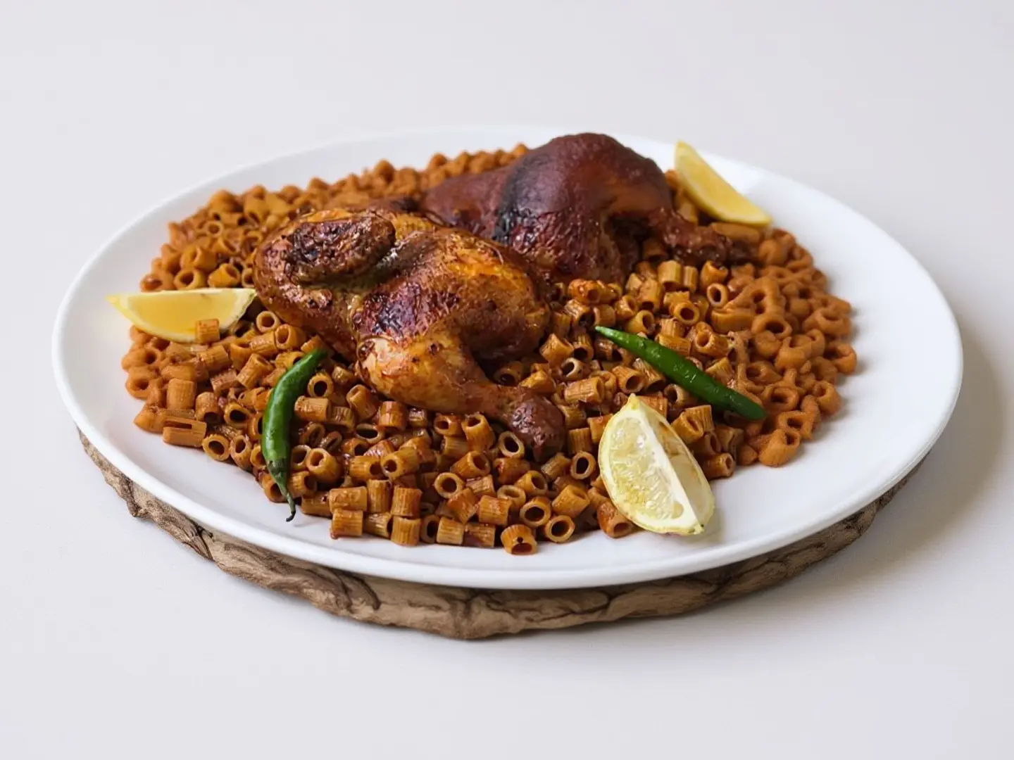 نص حبة مكرونة دجاج