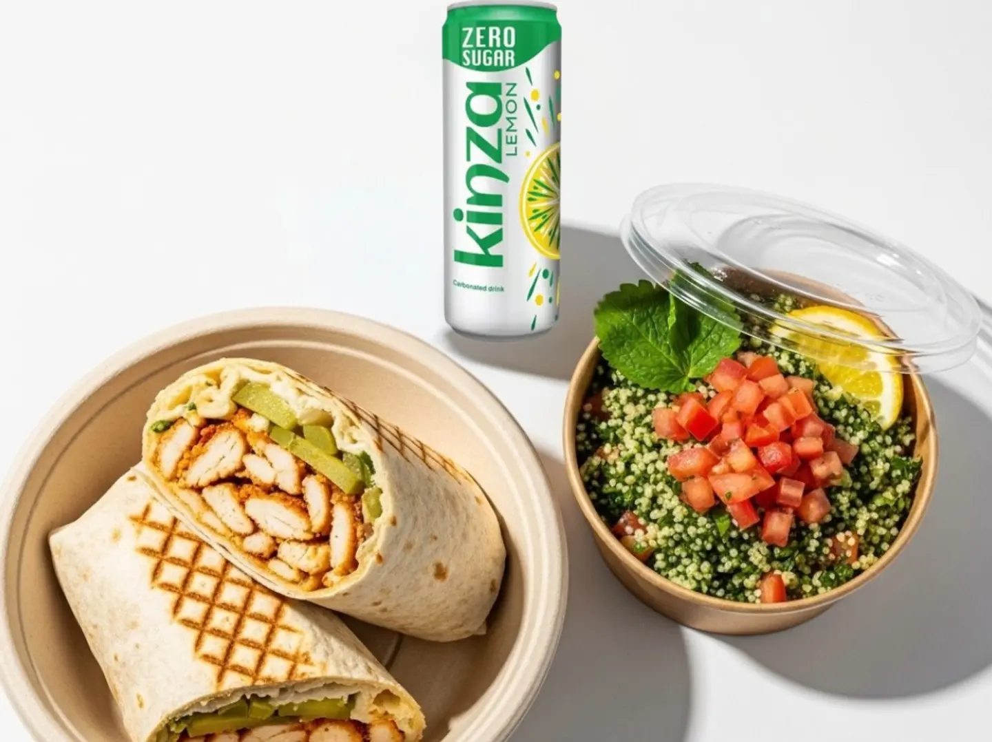 كومبو ساندويتش شاورما مع تبولة وكنزا