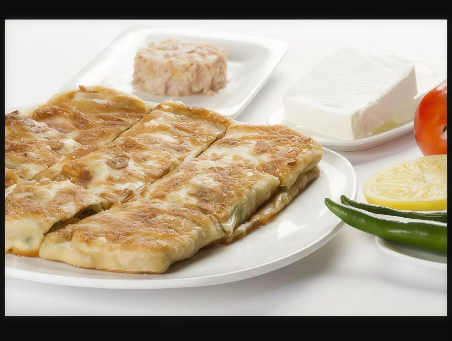 مطبق خضار تونة وجبنة بيضاء