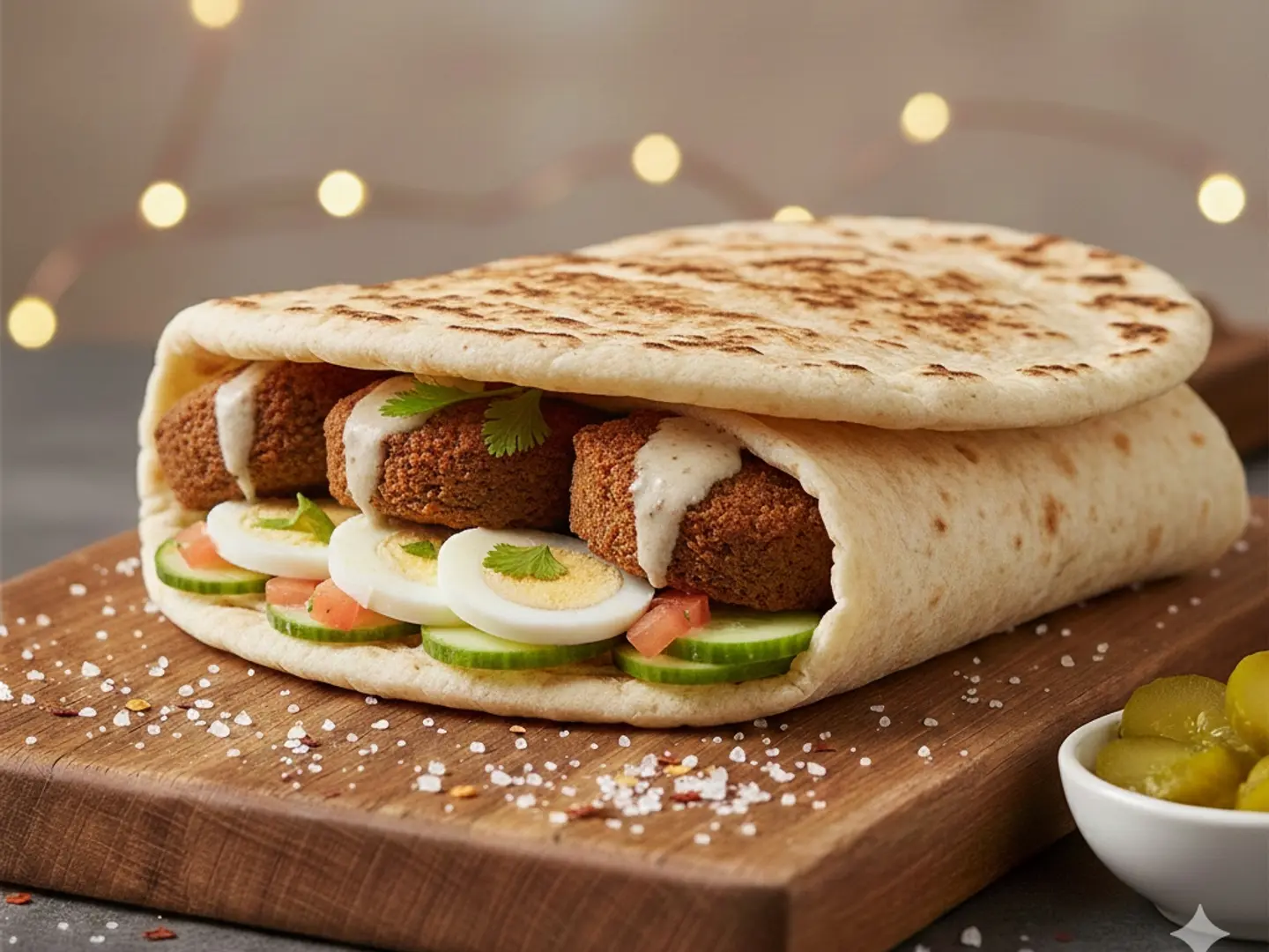 فلافل عيش شامي مع بيض