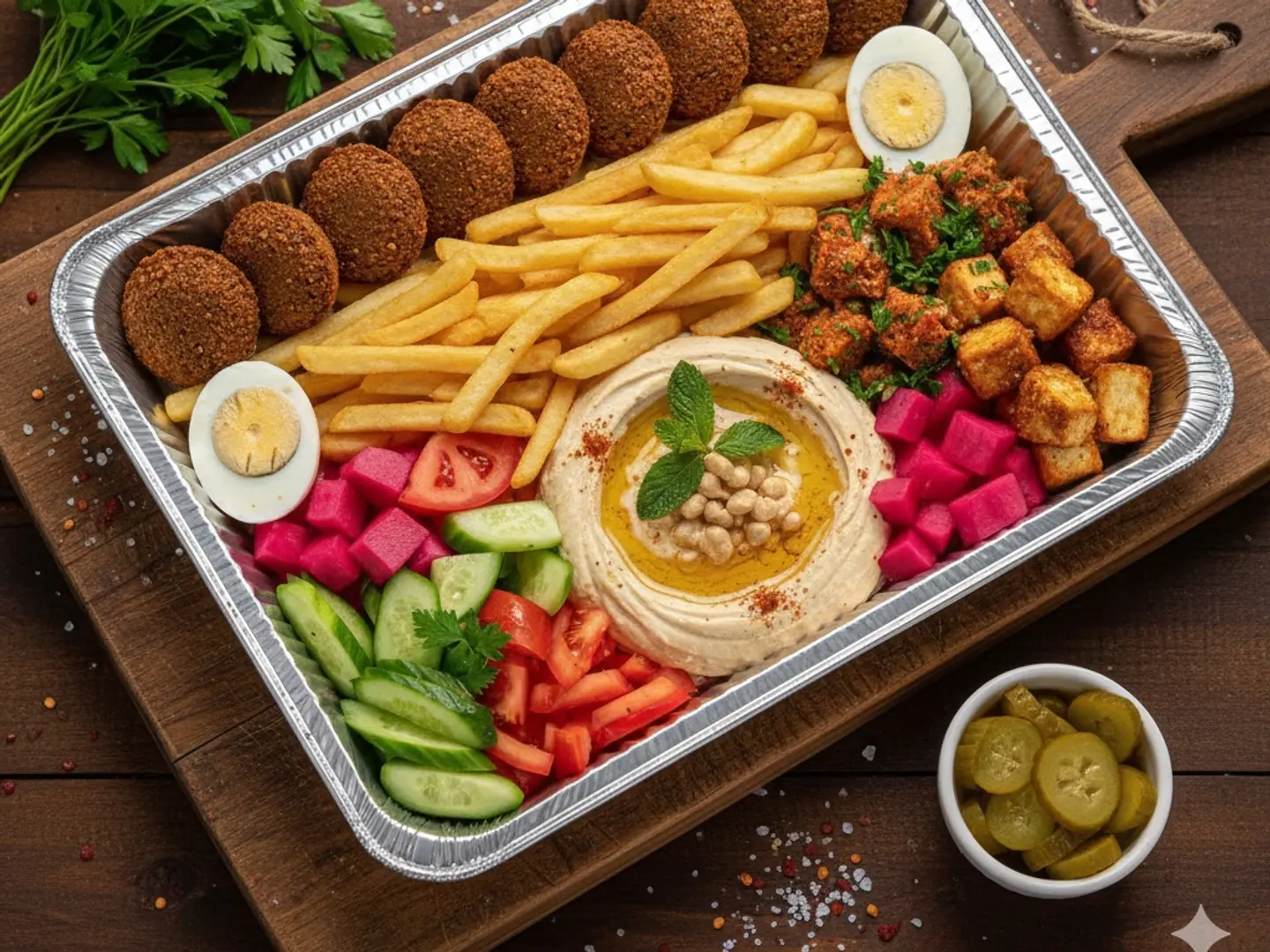 صحن فلافل وسط