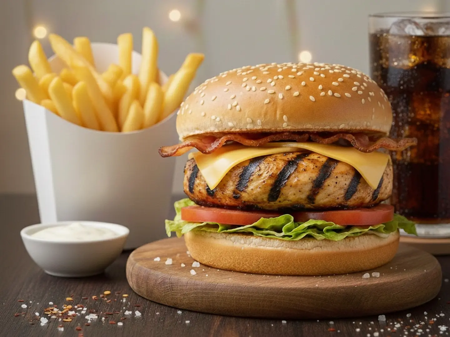 وجبة برجر دجاج مشوي