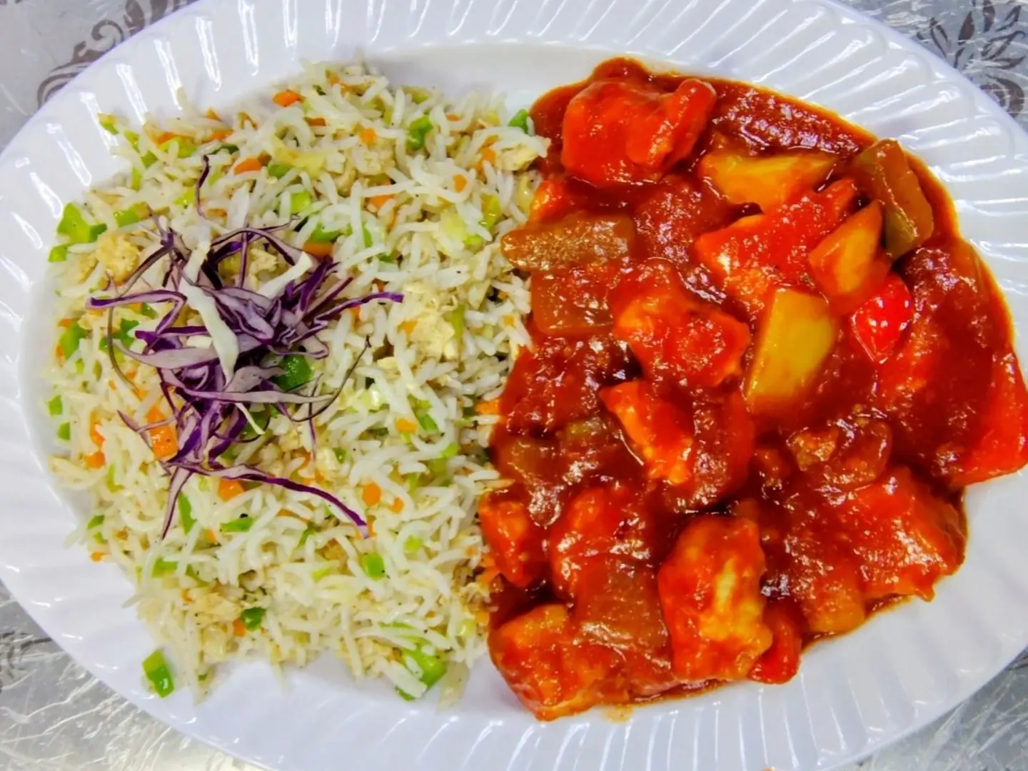 Chicken Chilli Dry With Rice