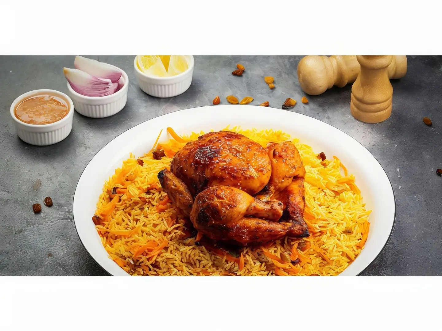 دجاج شواية مع أرز شعبي حبه