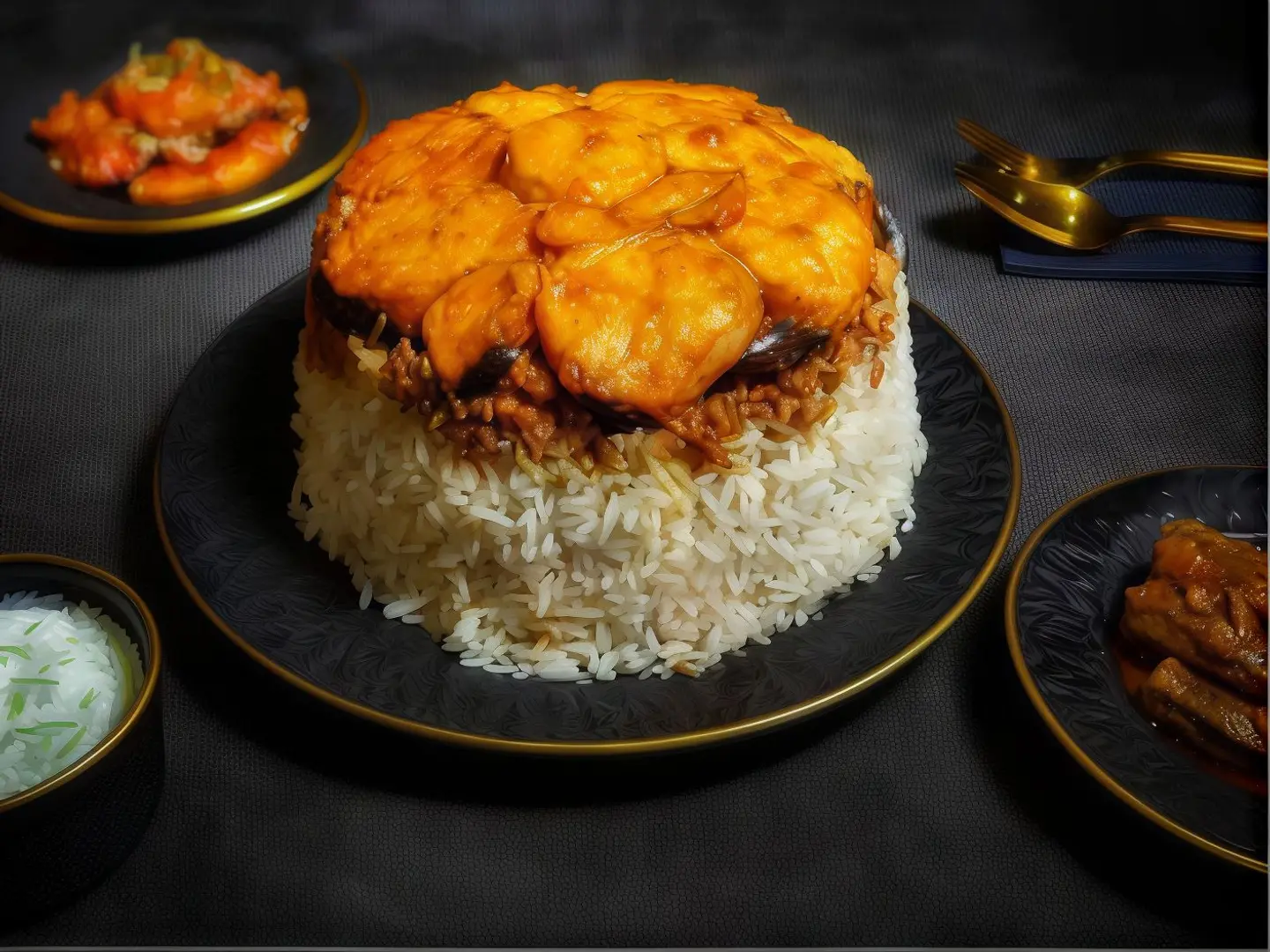 مقلوبة دجاج رز ابيض كبير