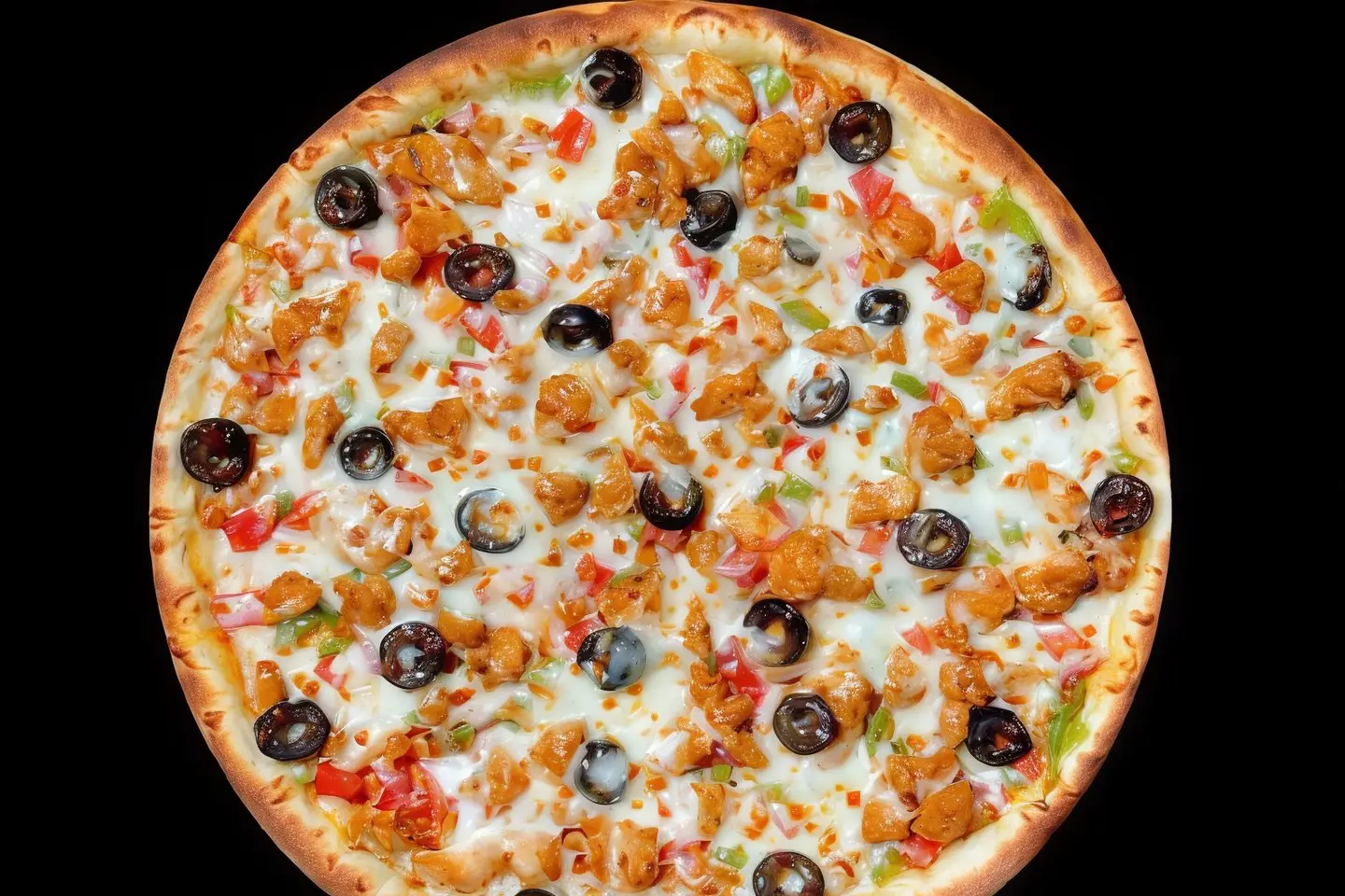 Chicken Pieces With Vegetables Pizza