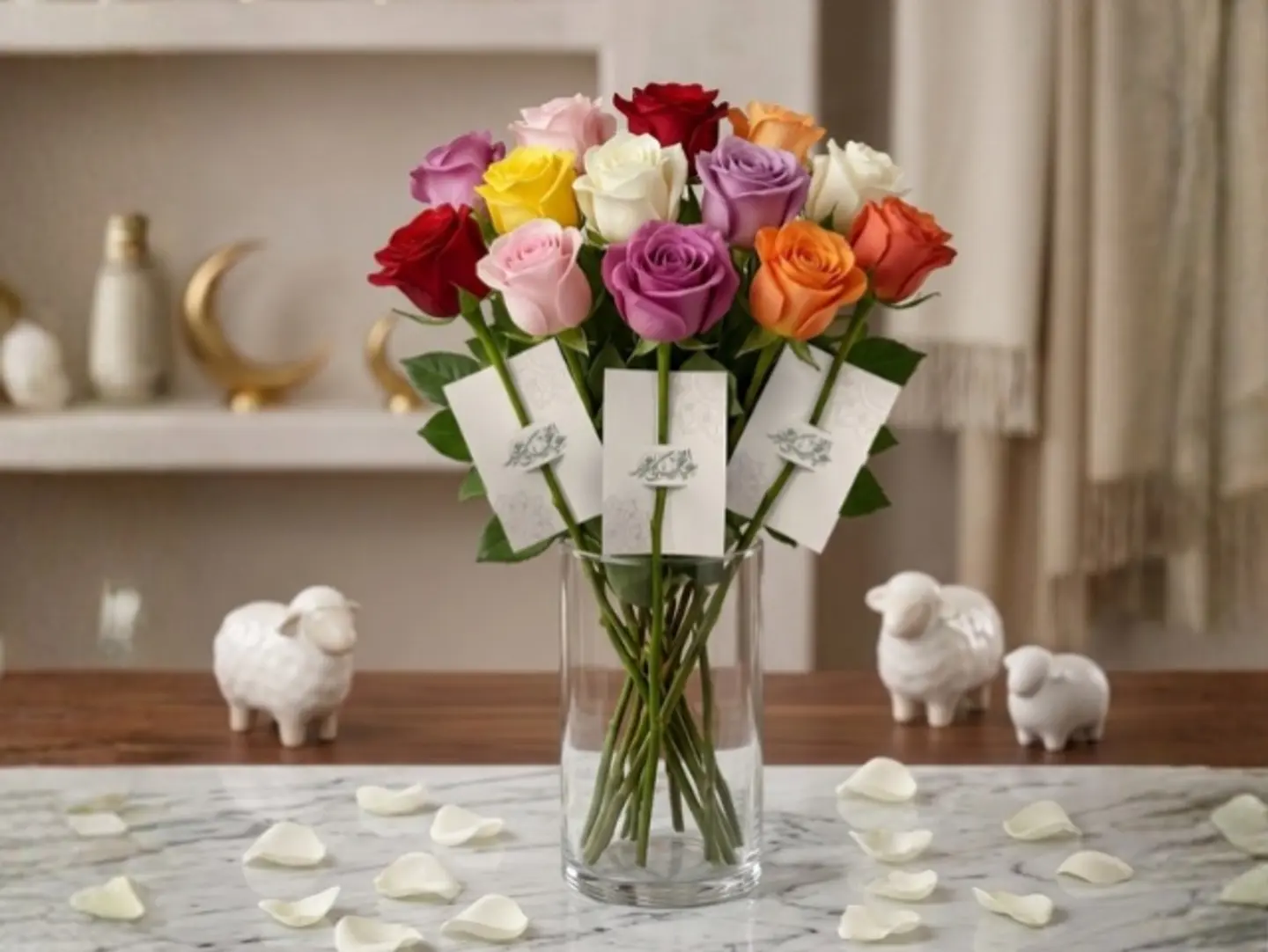 Flower Favor With Happy Eid Al Adha Card