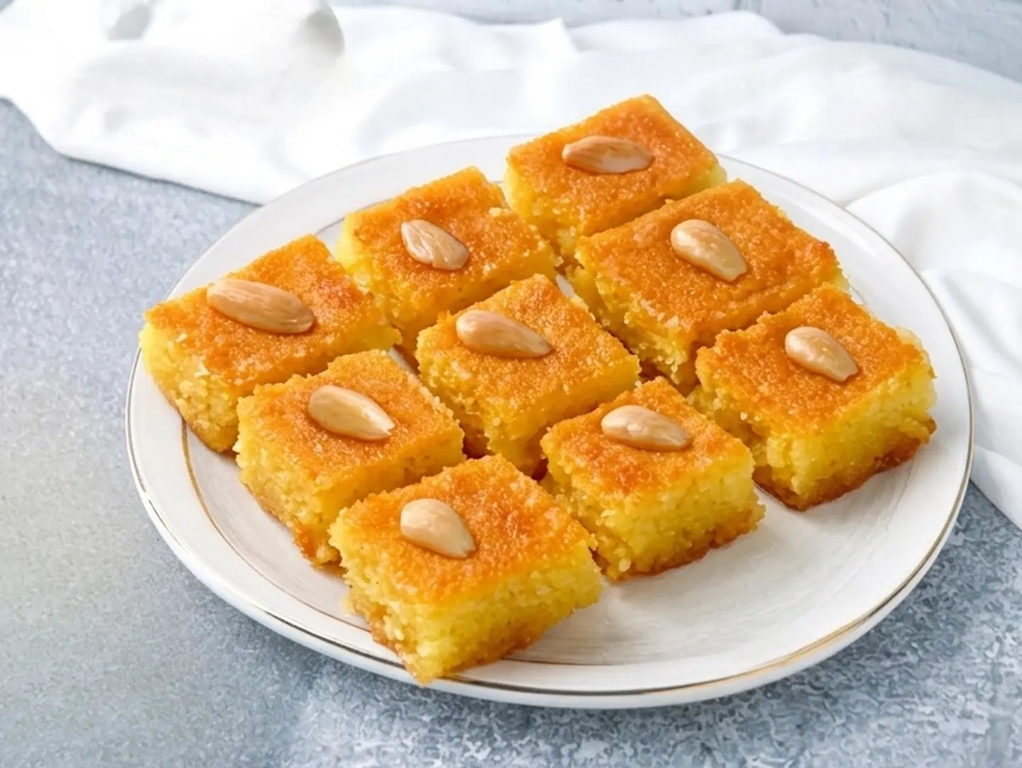 طبق كيلو بسبوسة بالوز