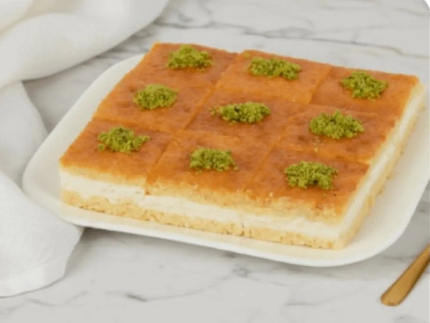 طبق نصف كيلو بسبوسة بالقشطة