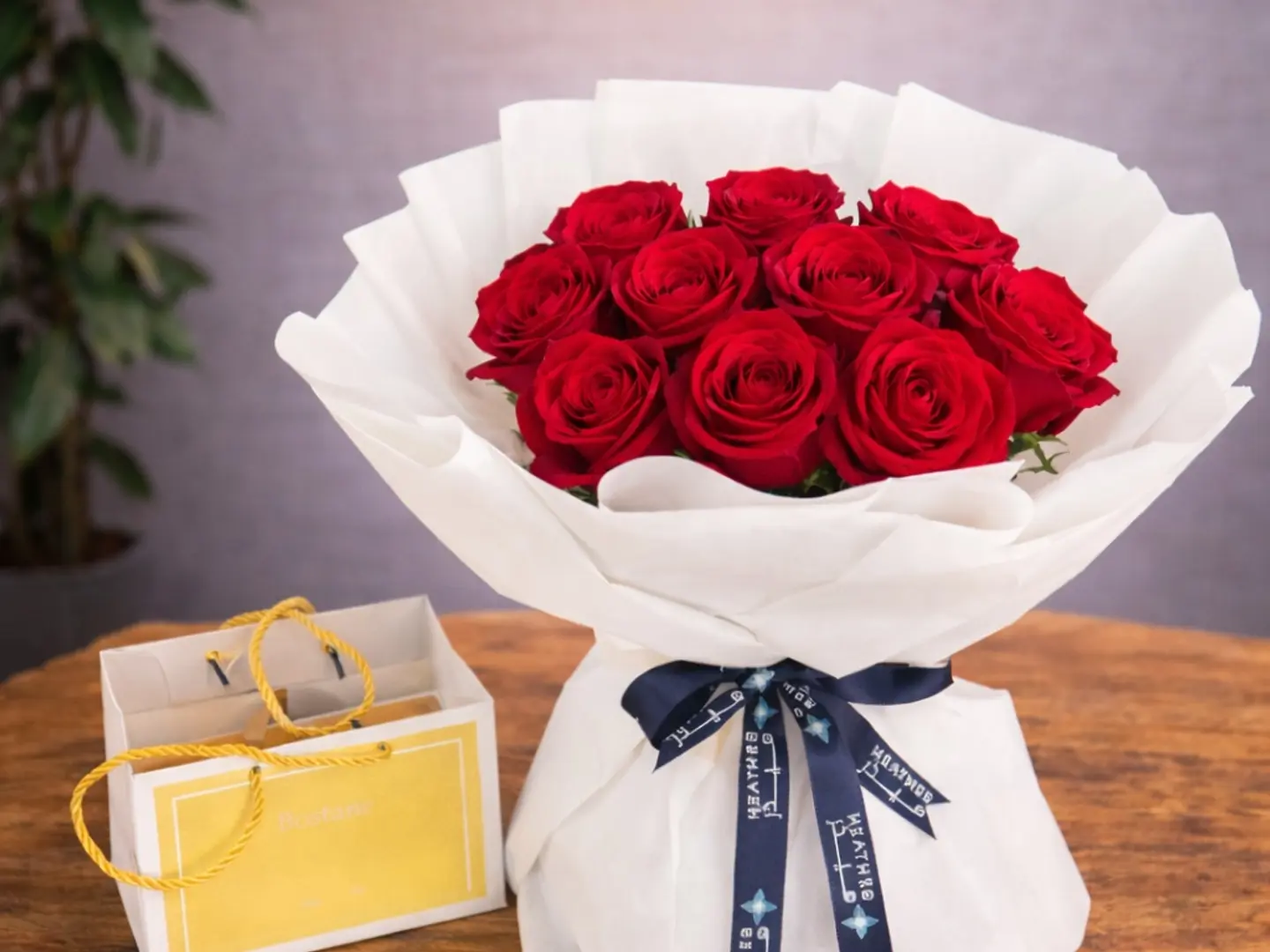 باقة حمراء مع شوكلاته بستاني