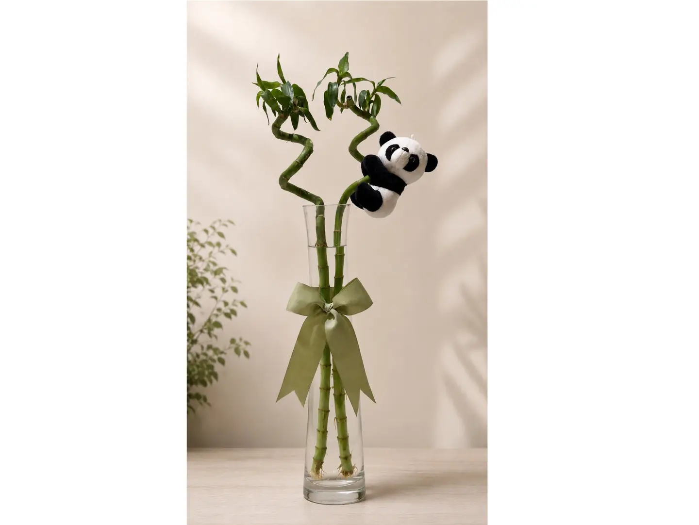 Bamboo Vase With A Panda Bear