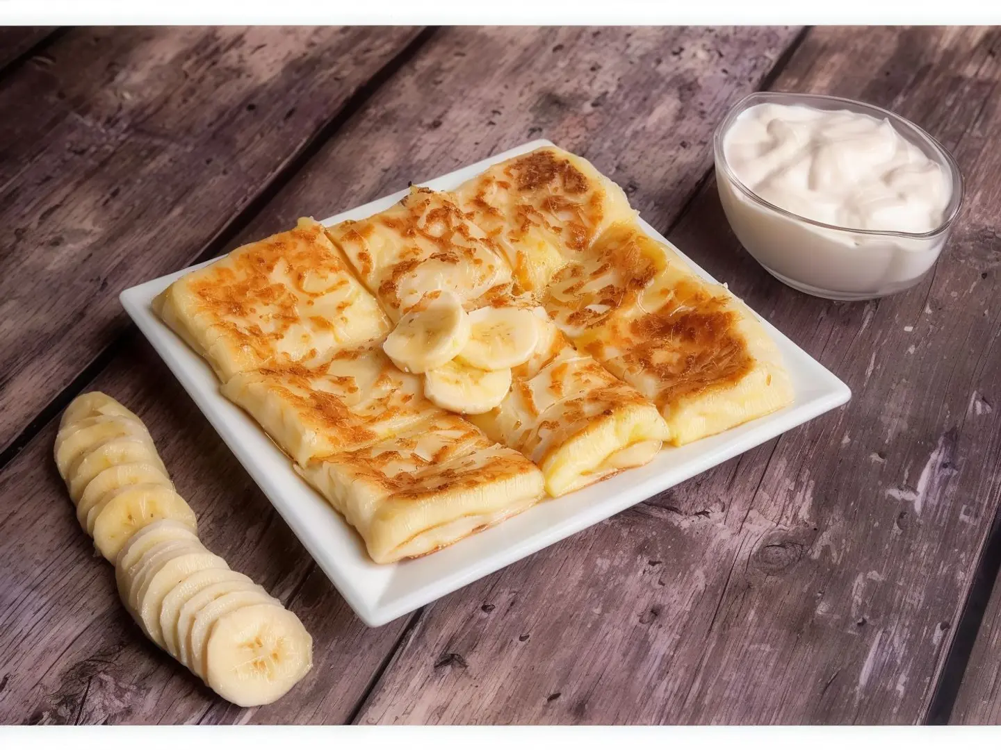 مطبق حلو موز مع قشطة