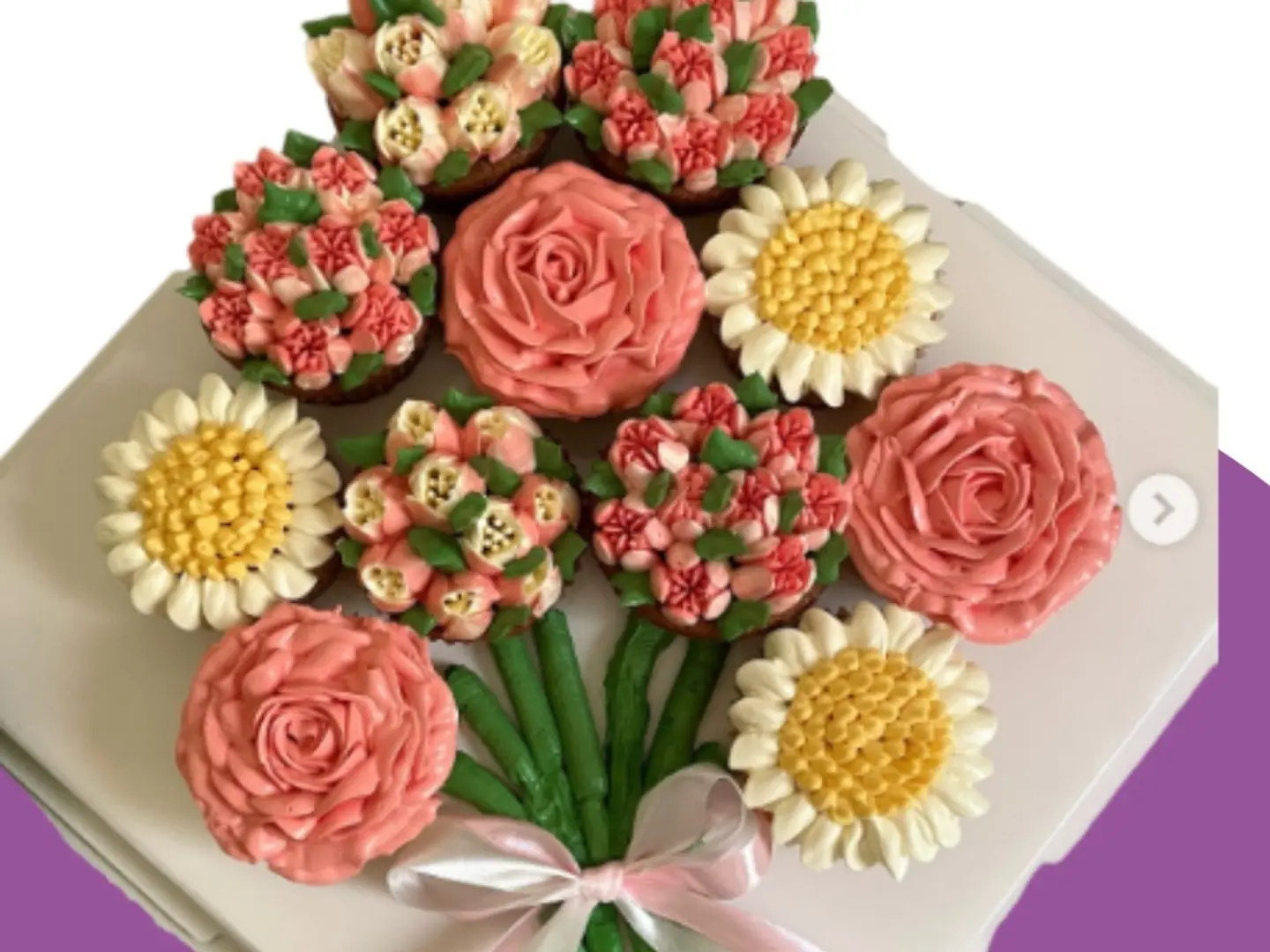 Elegant Flower Bouquet Cupcake Arrangement