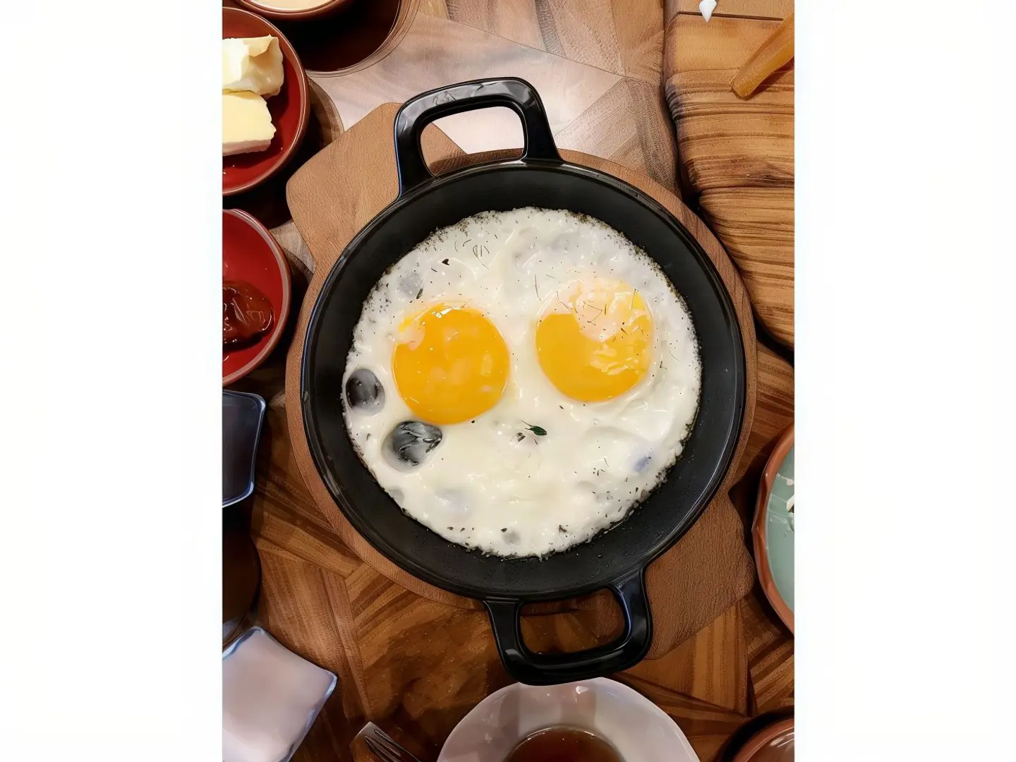 Fried Eggs With Cheddar Cheese