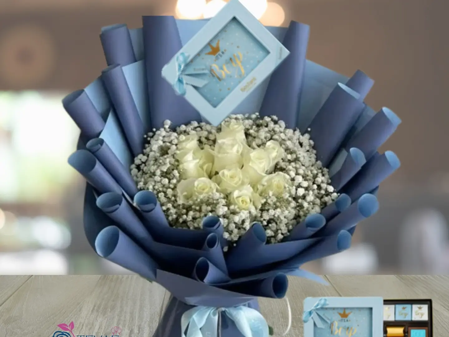 Baby Boy Bouquet With Bostani Chocolate