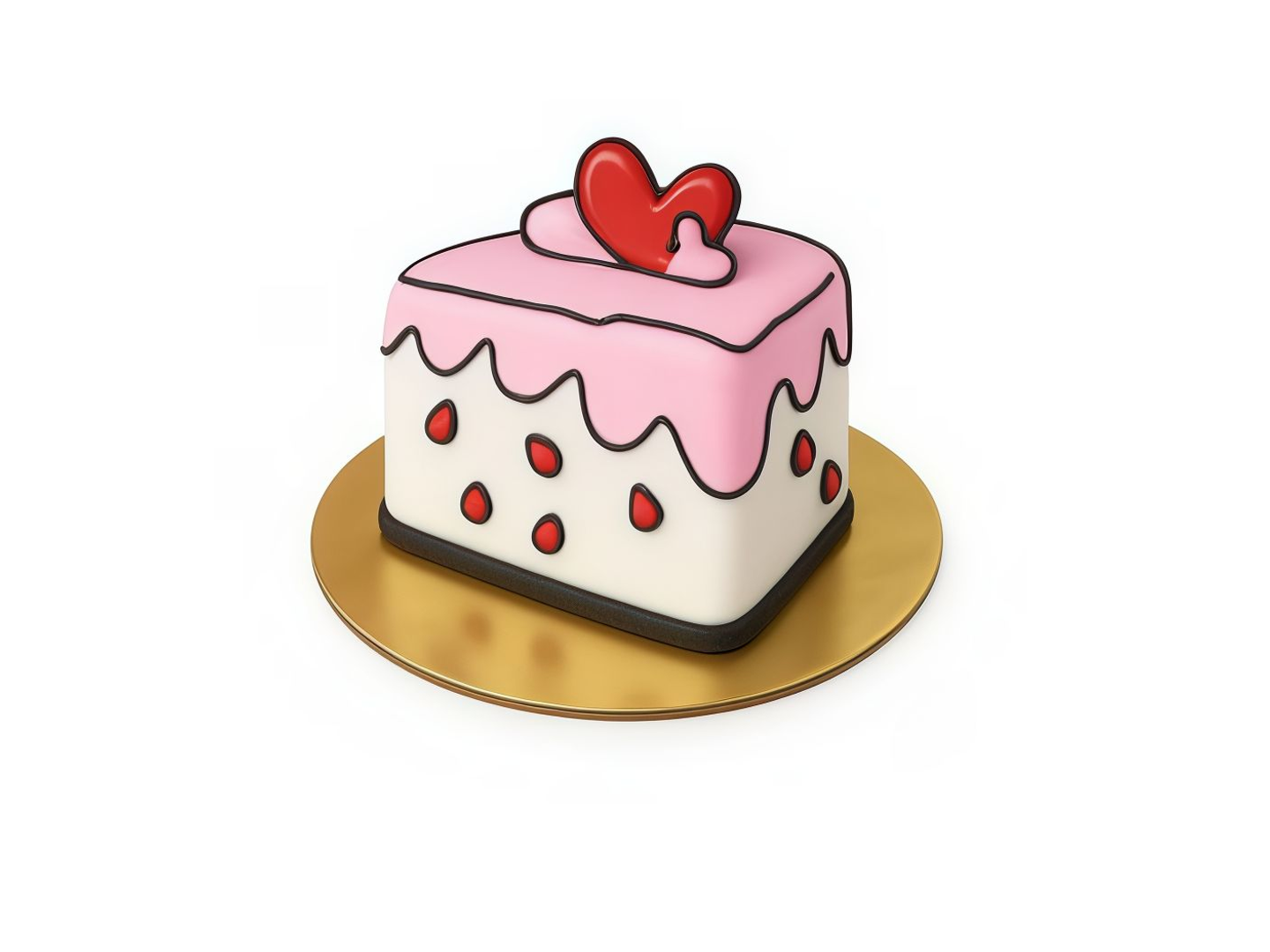 Comic Cake Heart Shape Red Velvet