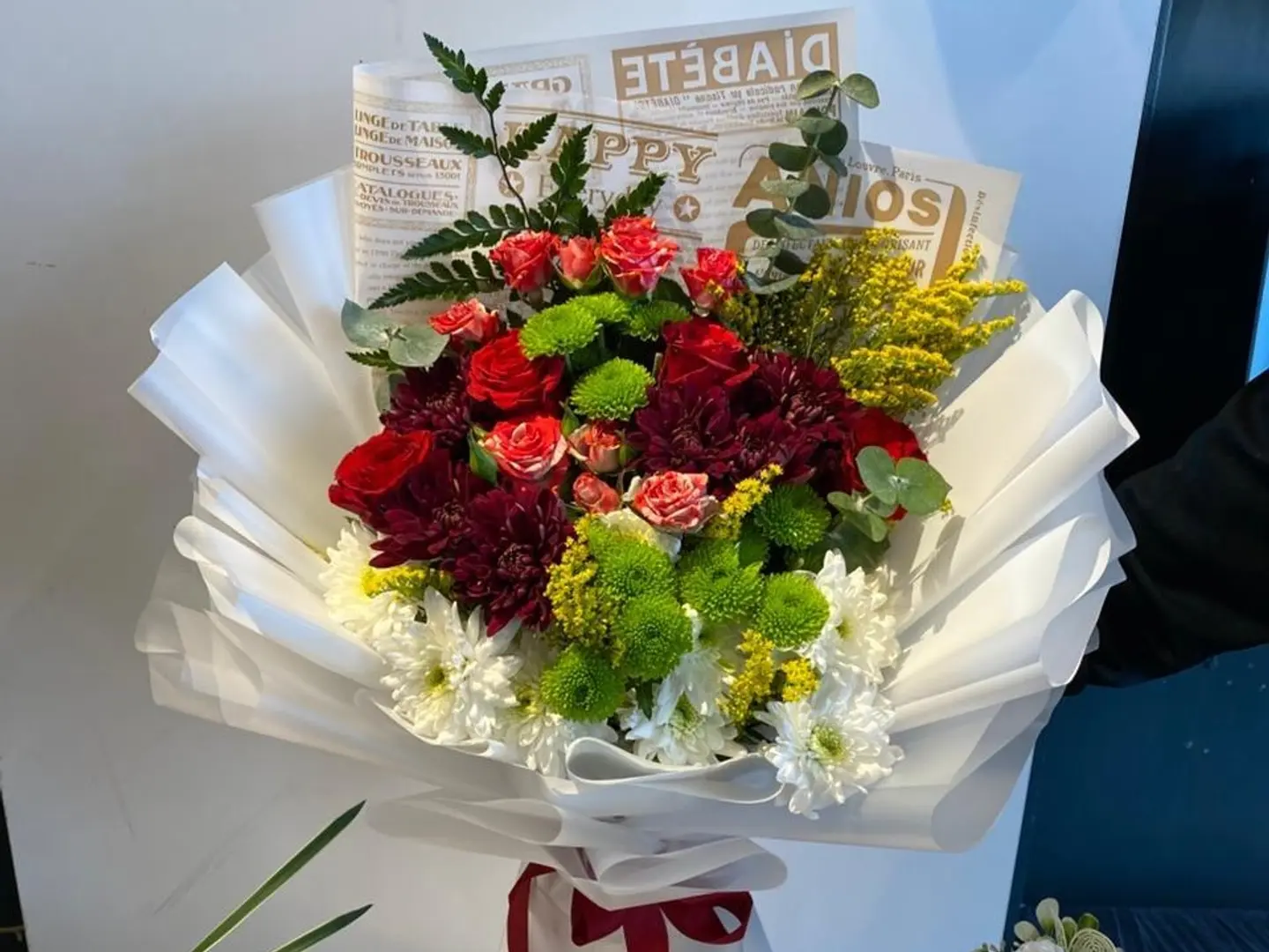 Mixed Flower Bouquet Newspaper1