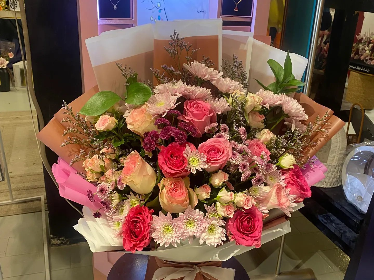 Mixed Rose And Cherry Bouquet