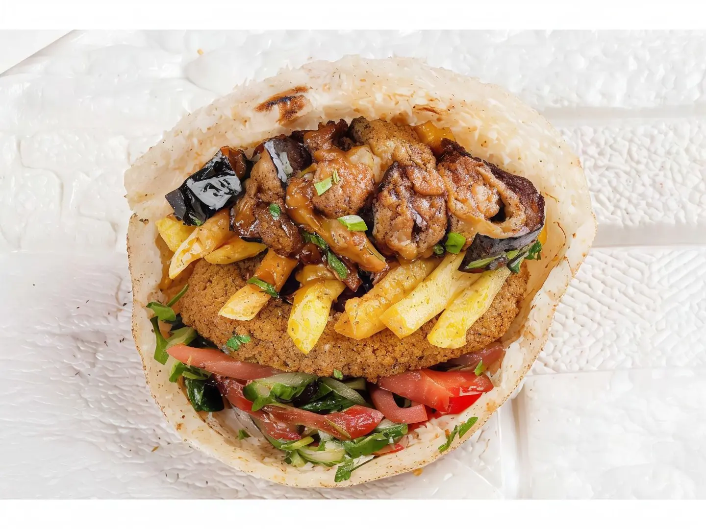 Foul With Falafel And Eggs