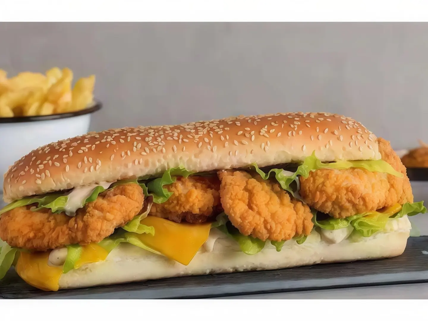 Nuggets And Cheese Sandwich