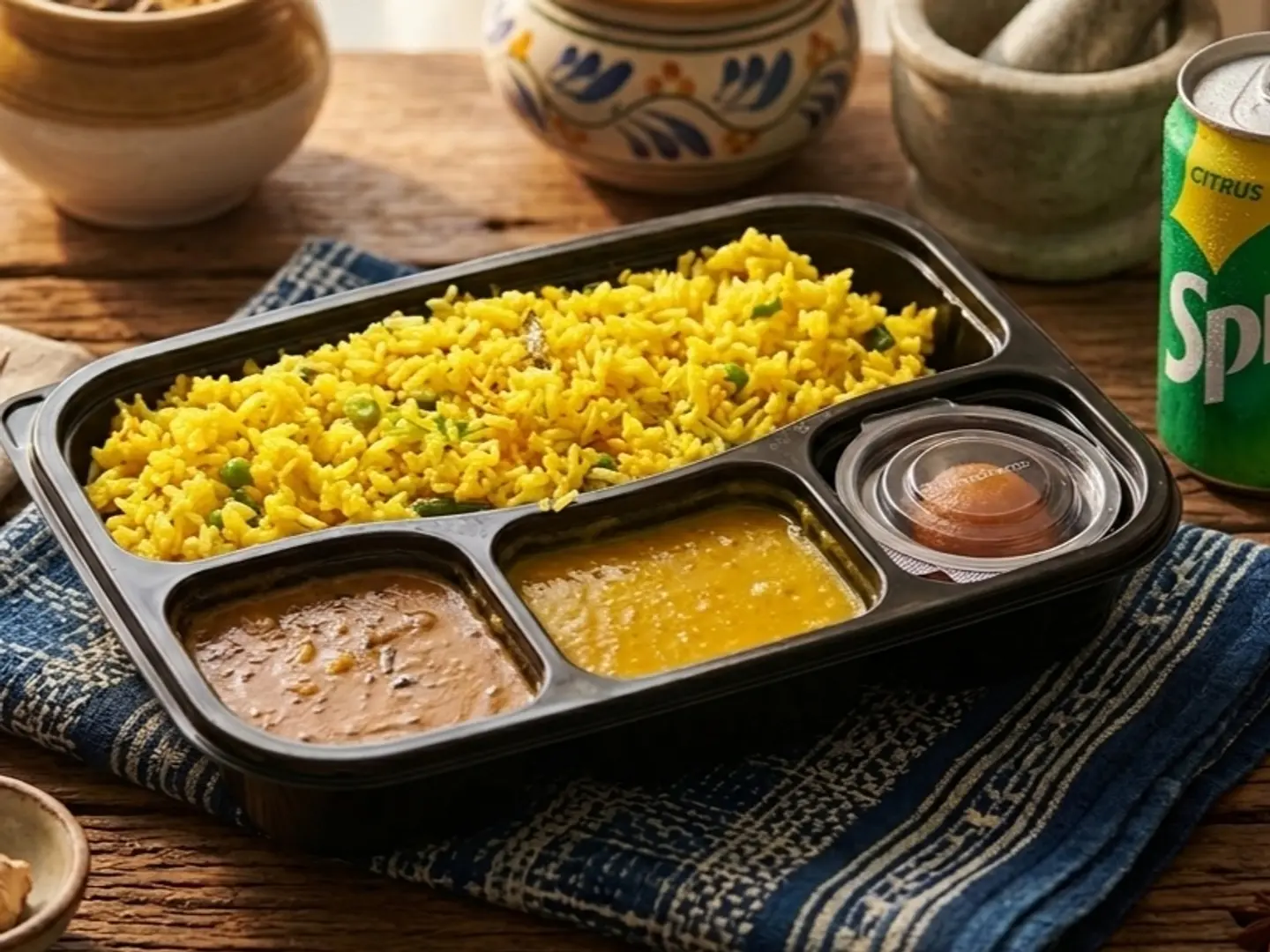 أرز فيج بولاو، بانير الفطر، مشروب غازي وغولاب جامون