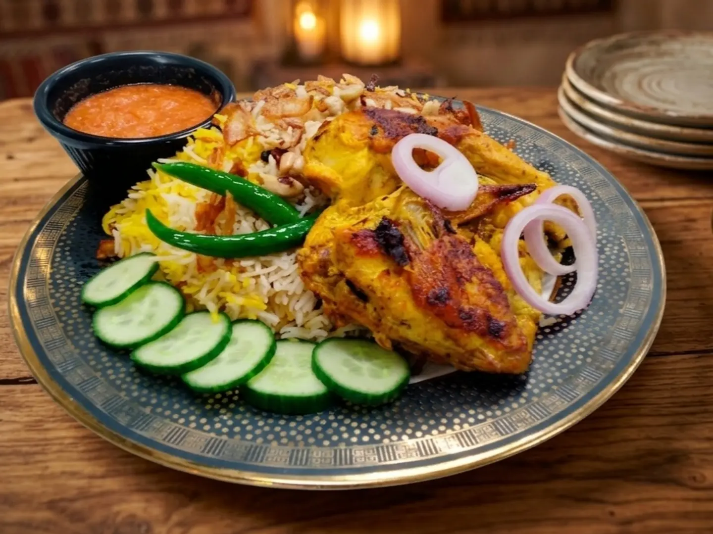 Mandi Chicken With Mandi Sauce And Salad