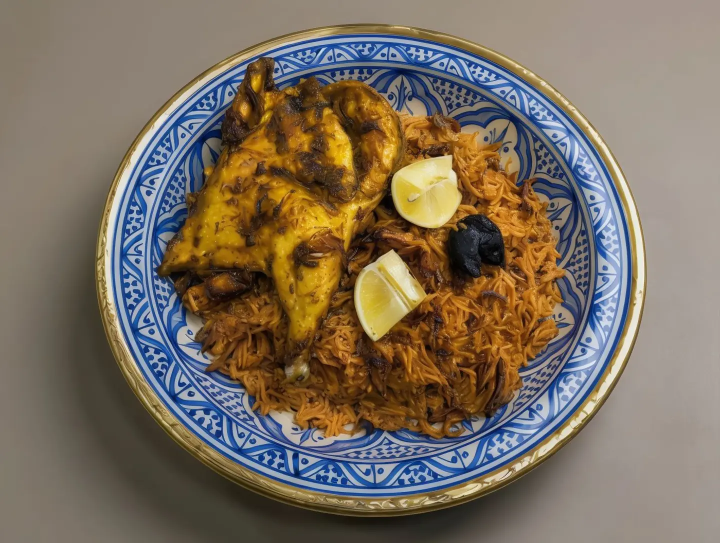كبسة دجاج مشوي على الفحم - ربع دجاجة مع أرز