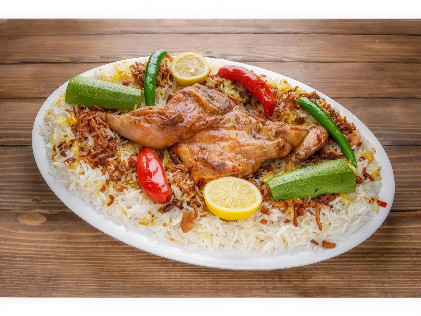 نصف حبة دجاج مظبي مع الرز