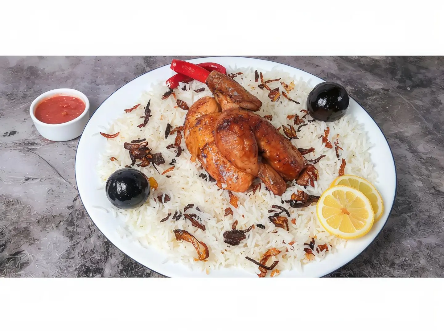 Half Grilled Chicken With Rice