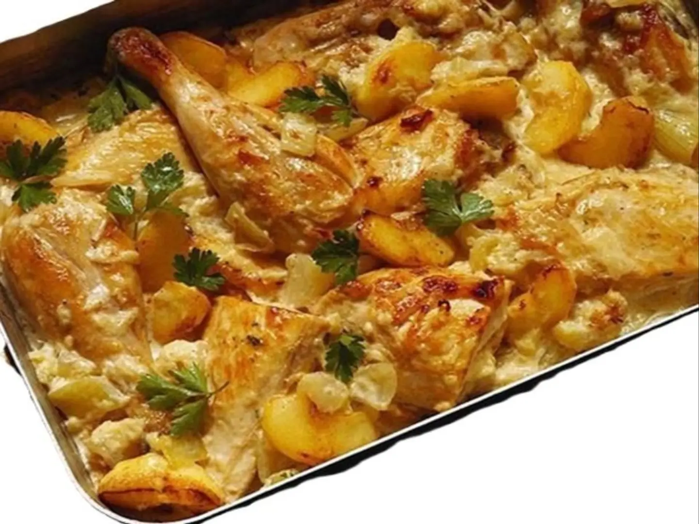 نص دجاج فرن بالبطاطس