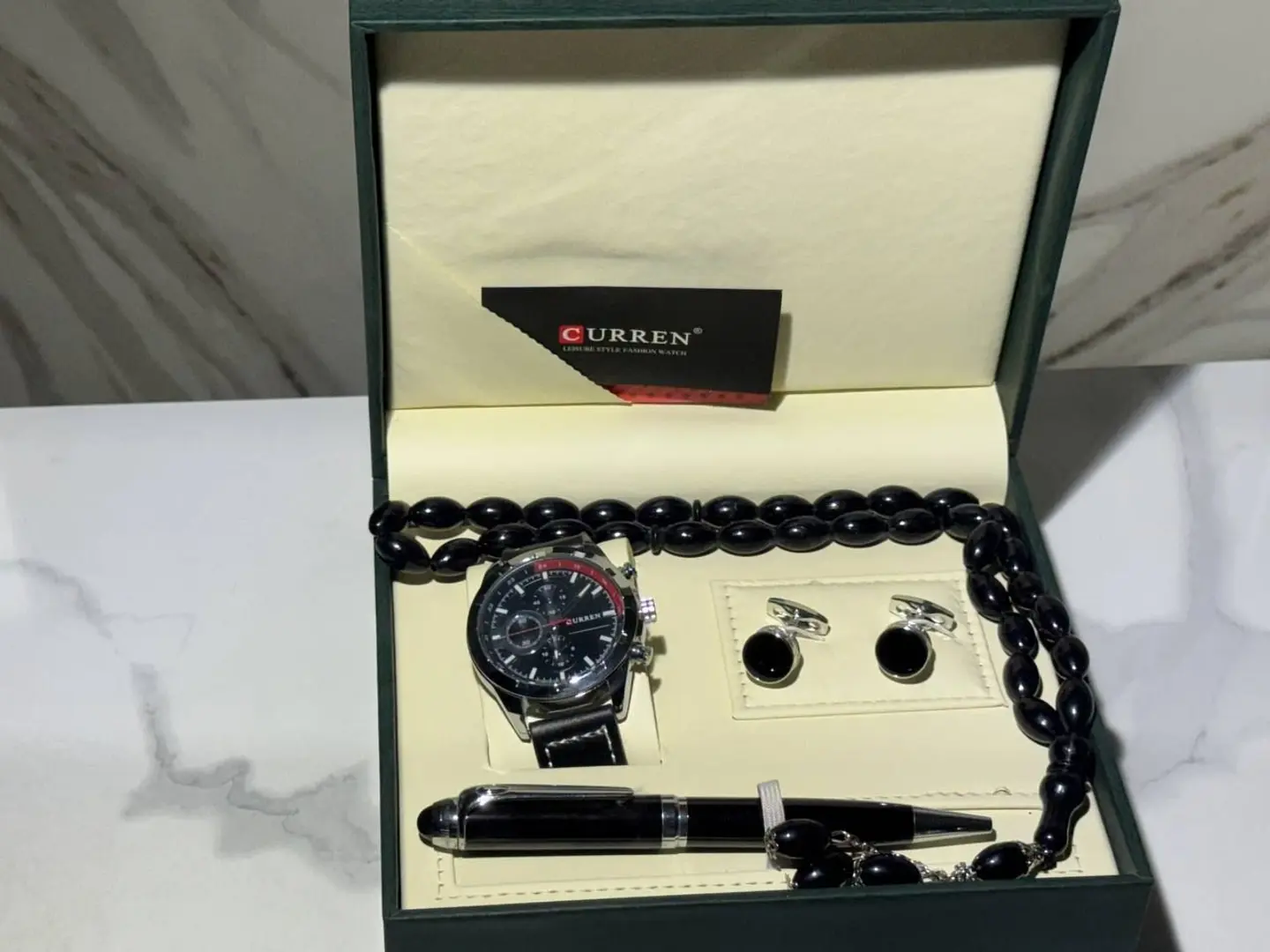 طقم ساعة رجالي اسود