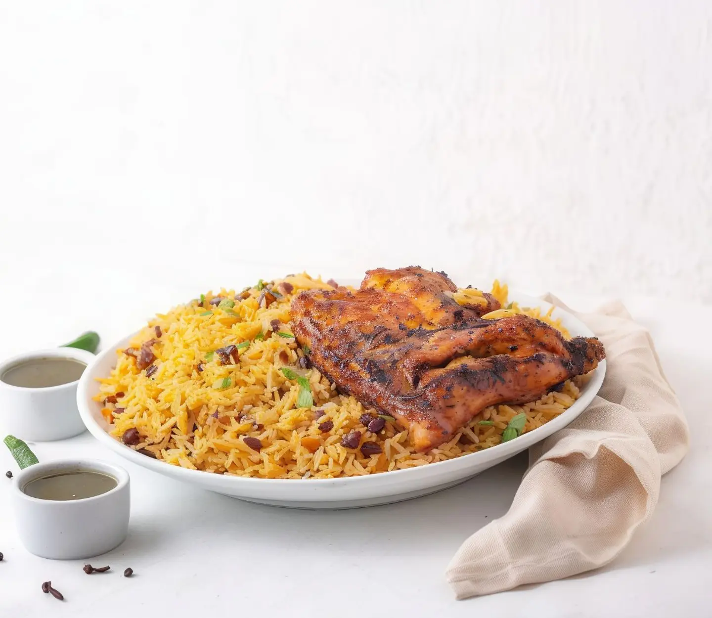 ربع دجاج فحم رز