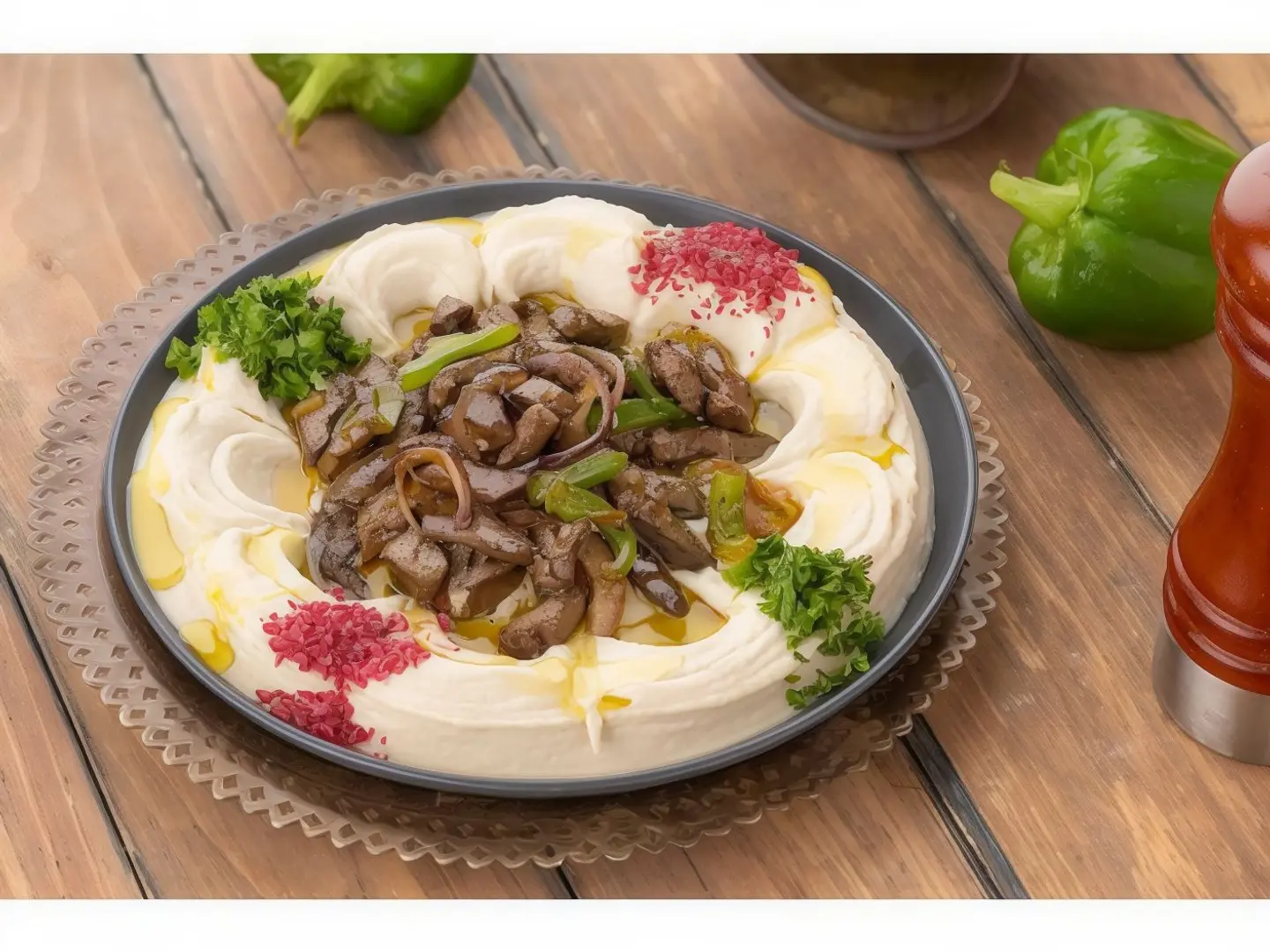 Plate Of Hummus With Liver