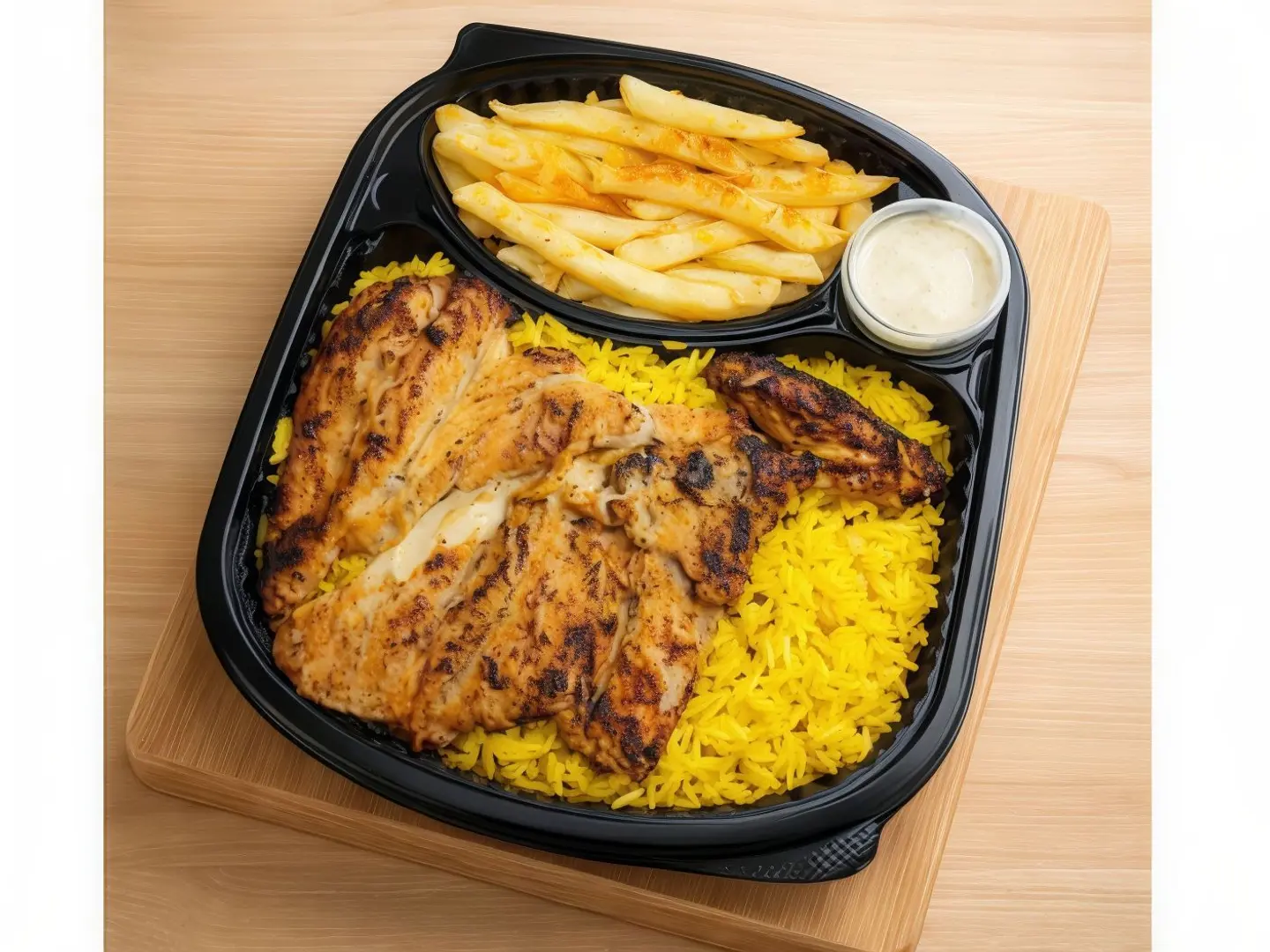 وجبة نص دجاج تكة مع أرز و طحينة