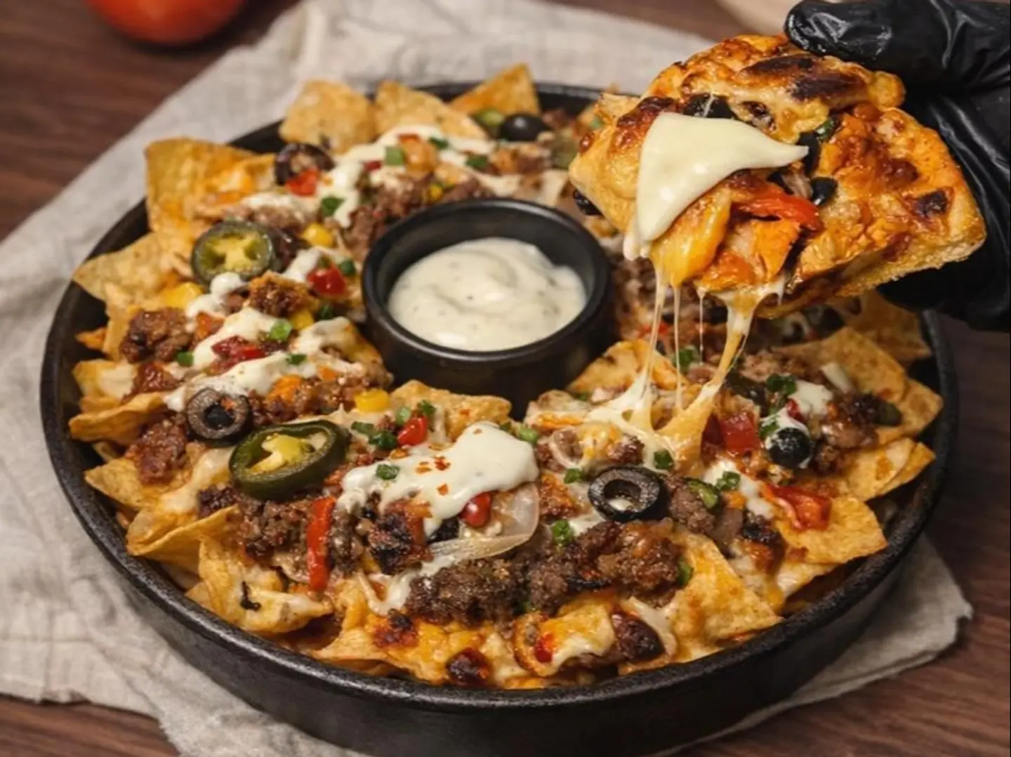 بيتزا لحم وسط ( بعجينة البر الصحية )