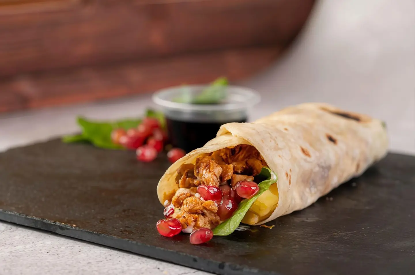Pomegranate Shawarma With Arabic Bread
