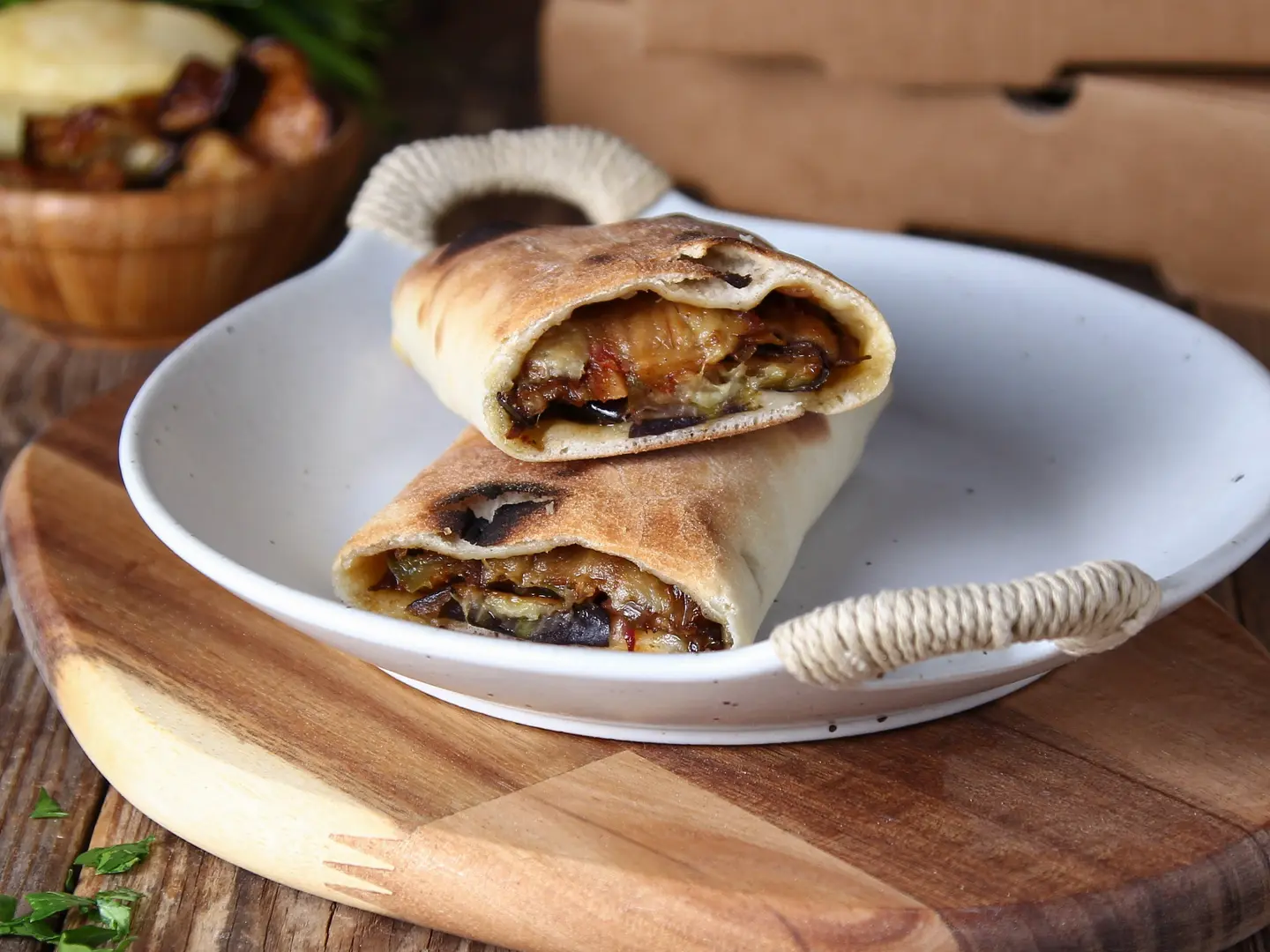 Fried Potato And Eggplant Sandwich