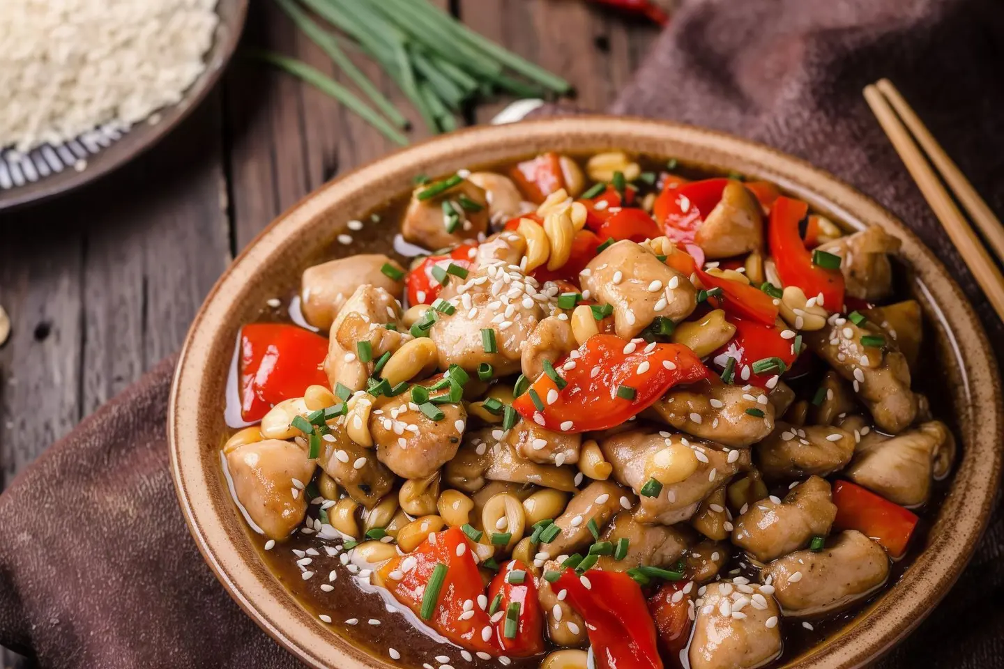 دجاج بصلصة صيني حار