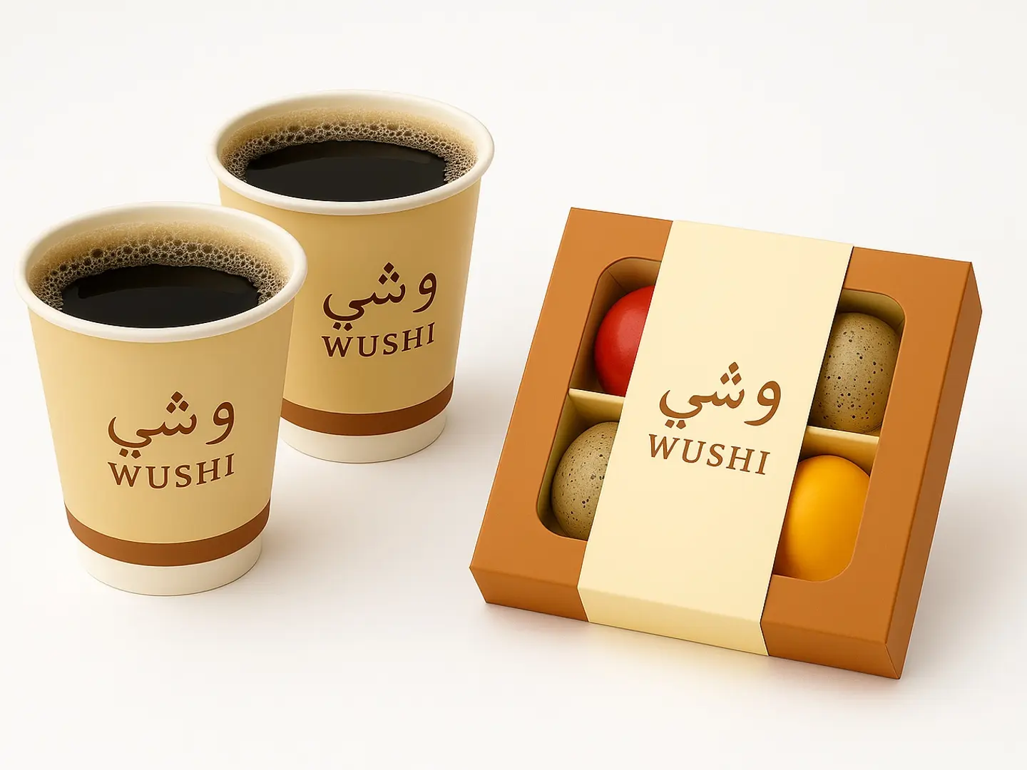 2 Coffees With A Box Of 4 Pieces Of Chocolate